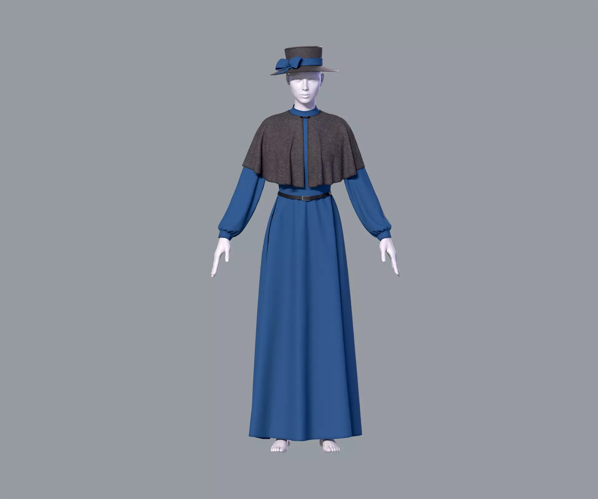 Victorian dress with hat 3D model