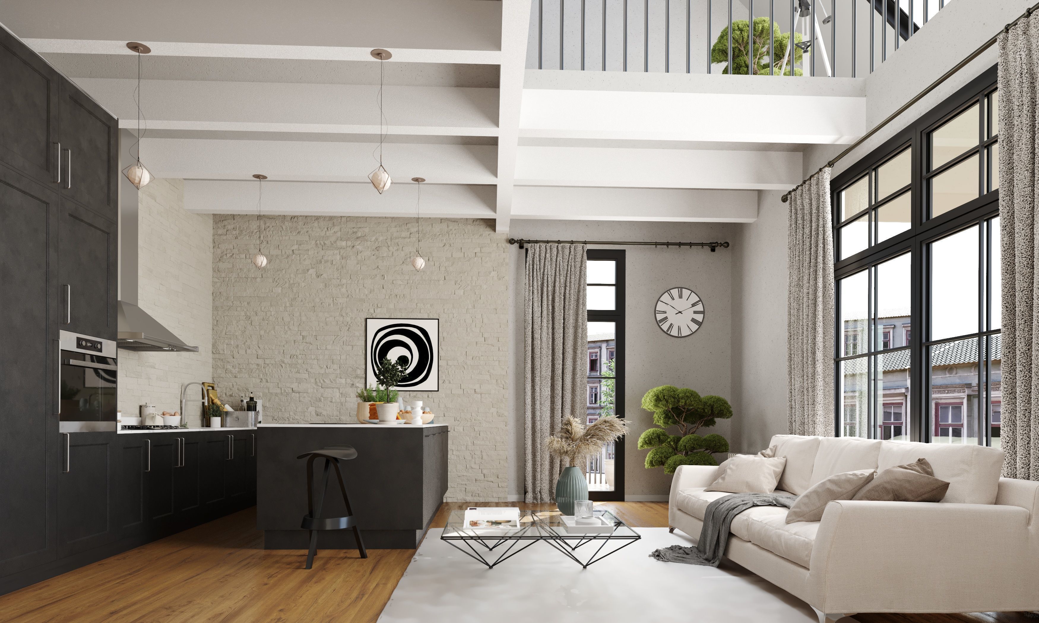 Living room Low-poly 3D model_1