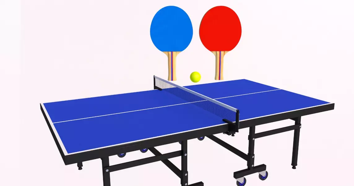 Tennis Table AND Tennis Paddles 3D model_0