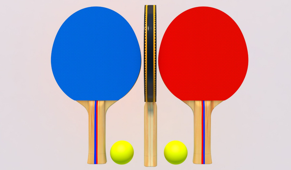 Tennis Table AND Tennis Paddles 3D model_1