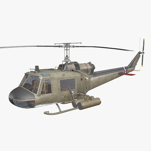 Bell UH-1C US Army 2 Complex Animation Low-poly 3D model
