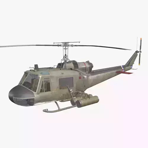 Bell UH-1C US Army 2 Complex Animation Low-poly 3D model