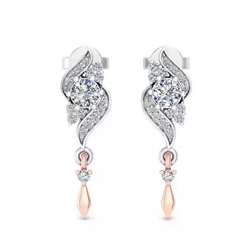 Elegant Diamond Swirl Dangle Earrings  3D print model