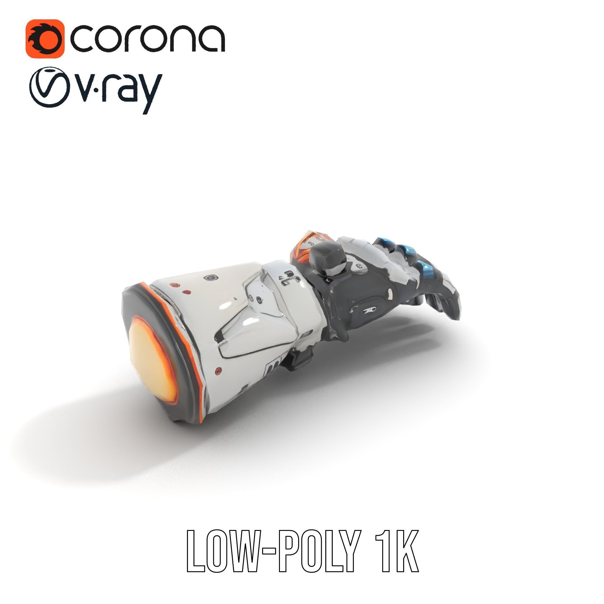 SciFi Robotic Arm Model Pack Low-poly 3D model_8