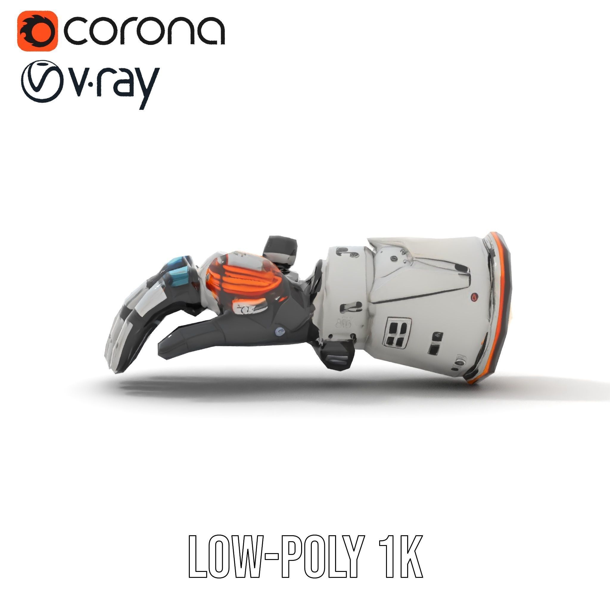 SciFi Robotic Arm Model Pack Low-poly 3D model_15