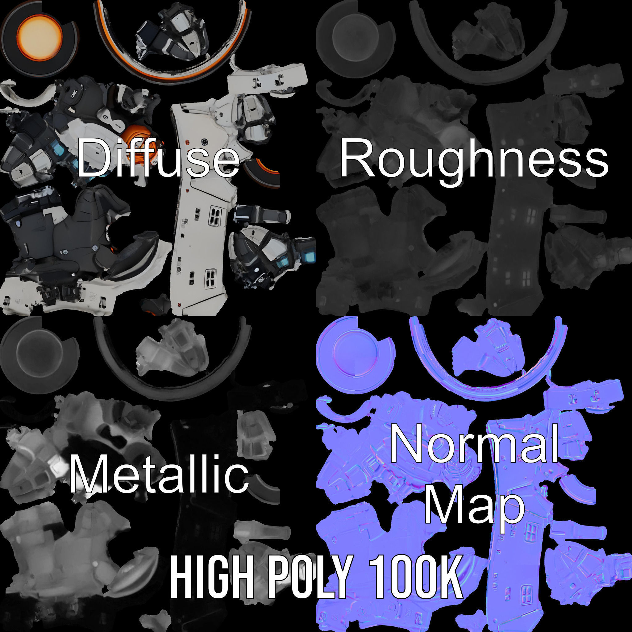 SciFi Robotic Arm Model Pack Low-poly 3D model_4