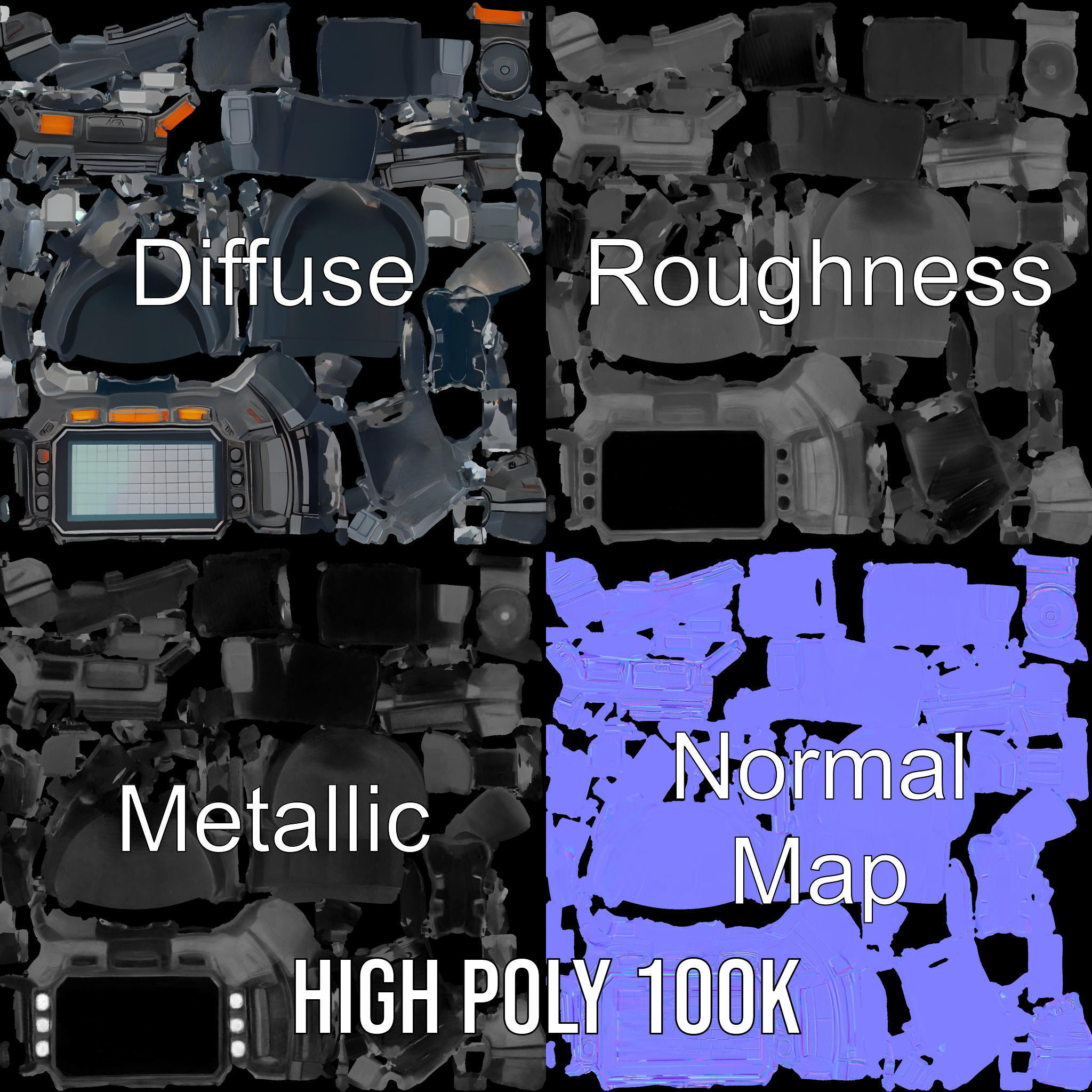 Futuristic Wrist Device Display model pack Low-poly 3D model_4