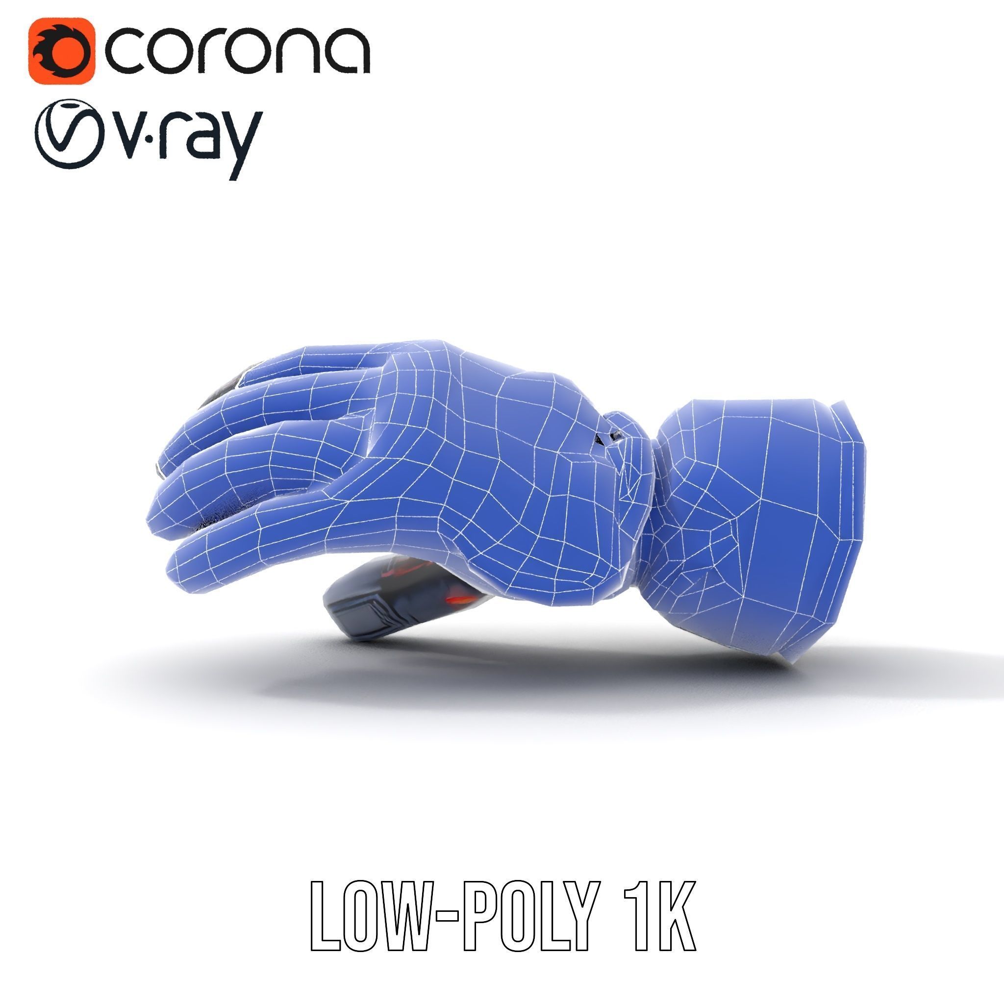 Futuristic Robotic Glove Model Pack with LED Accents Low-poly 3D model_18