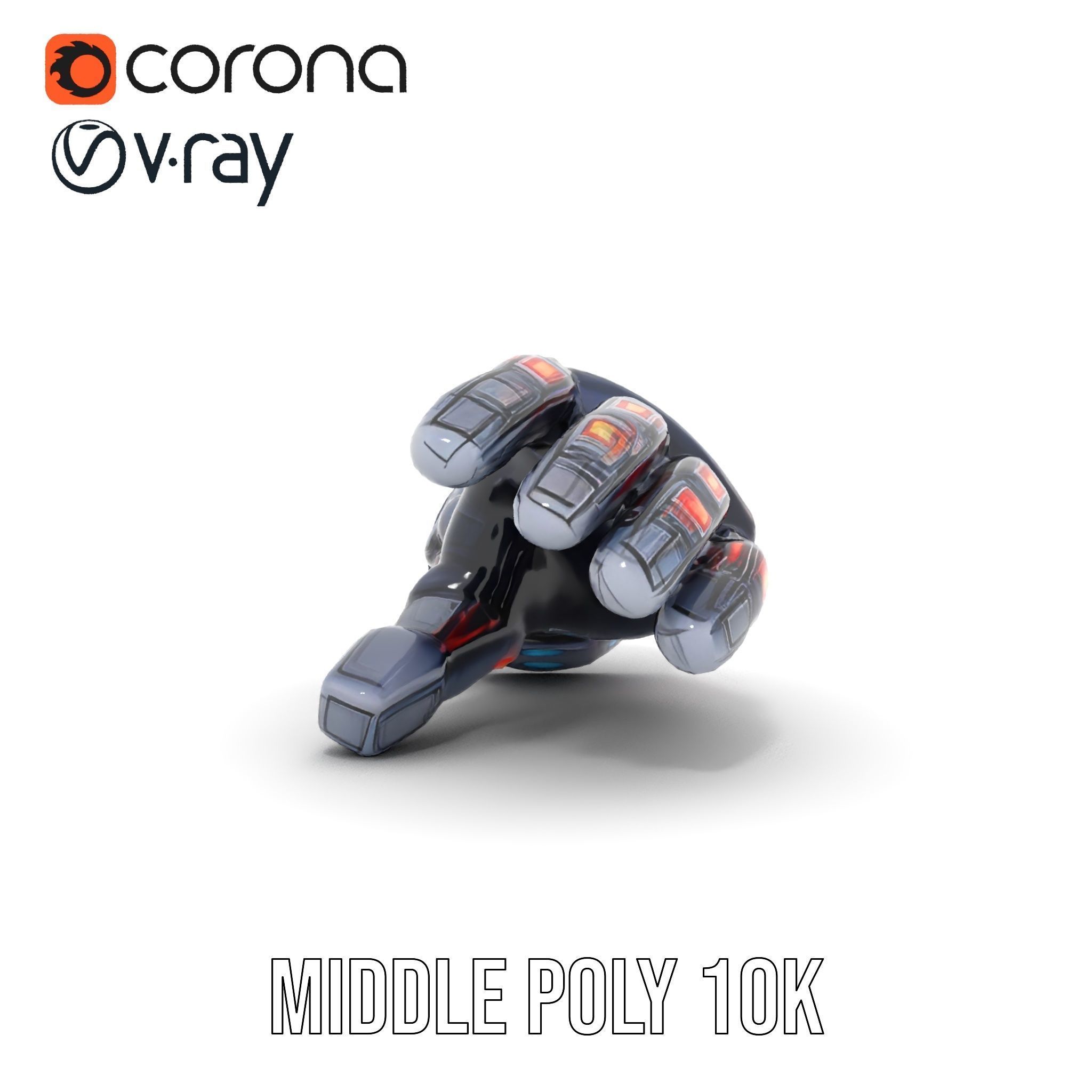 Futuristic Robotic Glove Model Pack with LED Accents Low-poly 3D model_17