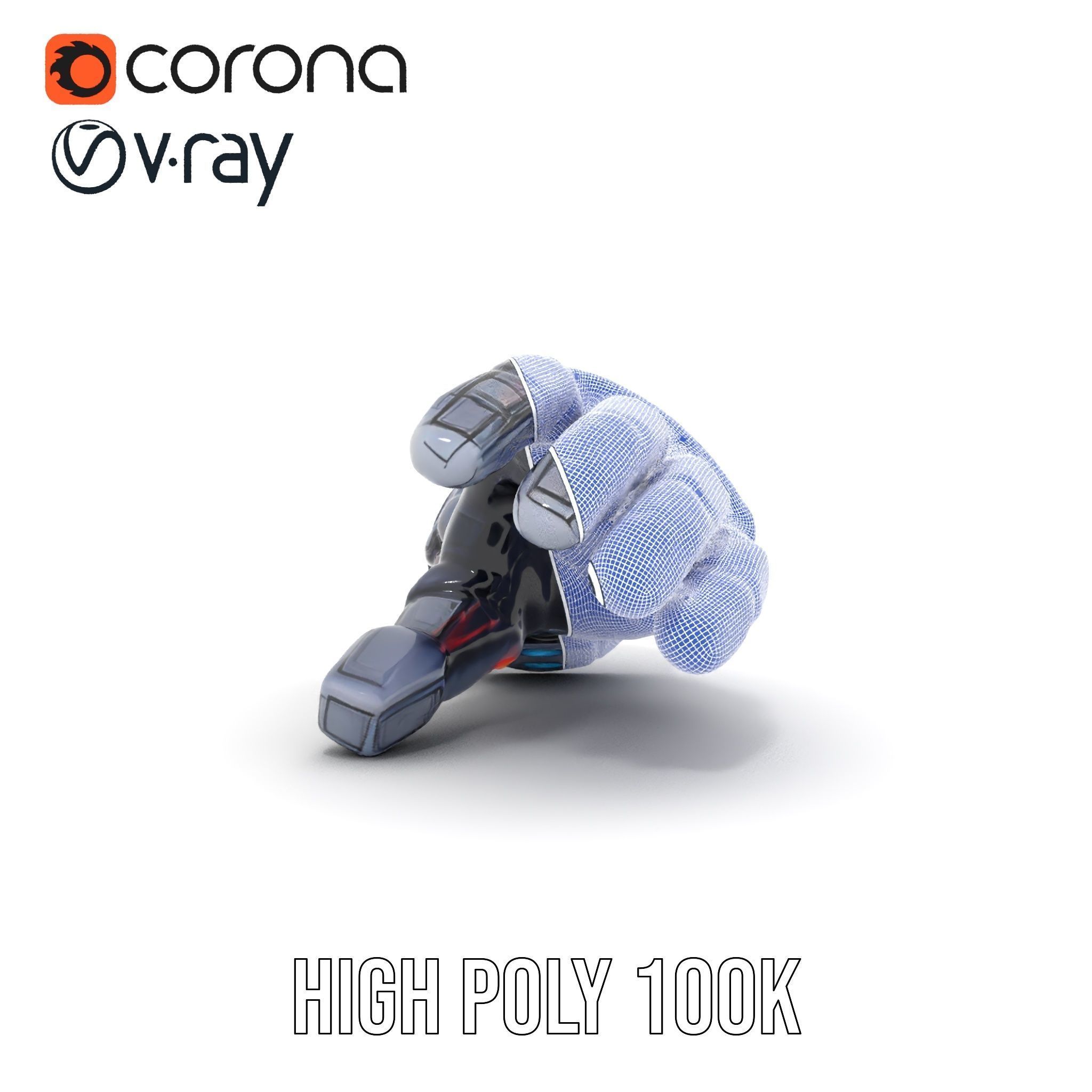 Futuristic Robotic Glove Model Pack with LED Accents Low-poly 3D model_34