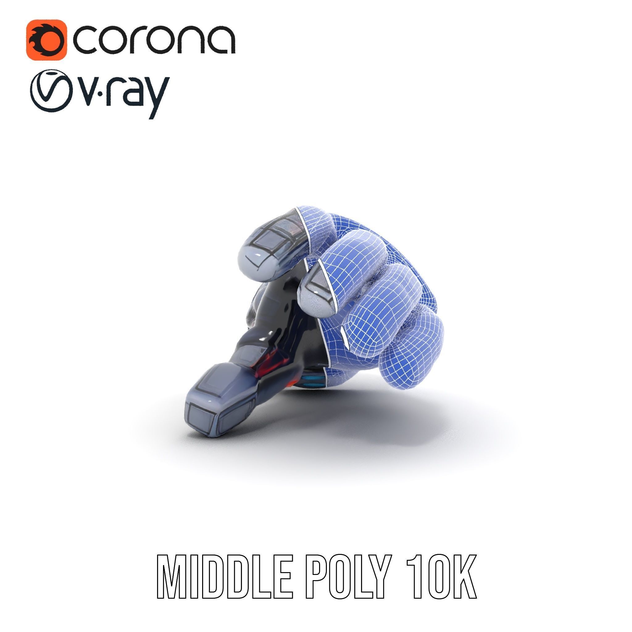 Futuristic Robotic Glove Model Pack with LED Accents Low-poly 3D model_31