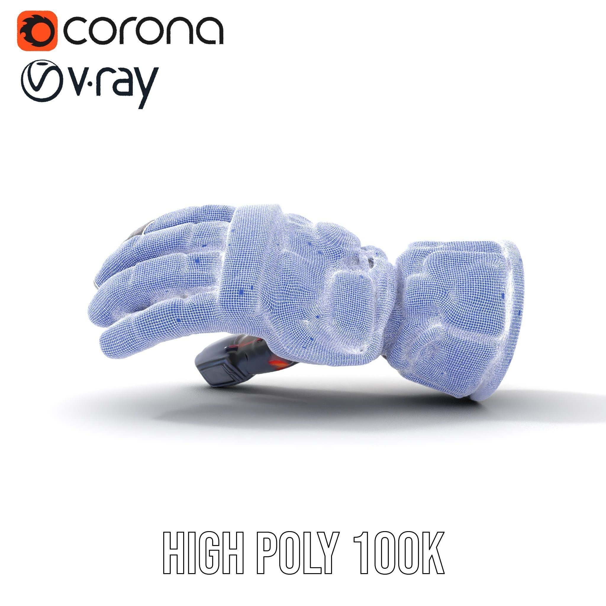 Futuristic Robotic Glove Model Pack with LED Accents Low-poly 3D model_35