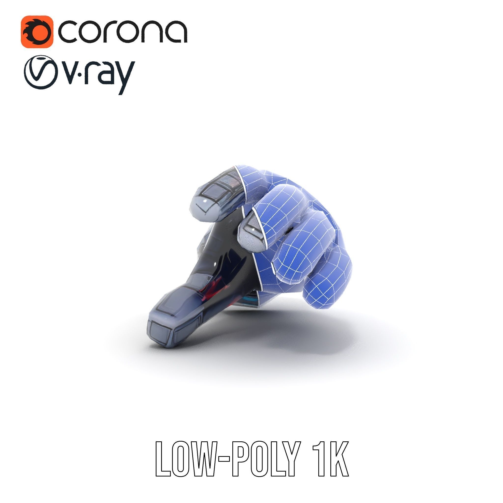 Futuristic Robotic Glove Model Pack with LED Accents Low-poly 3D model_32