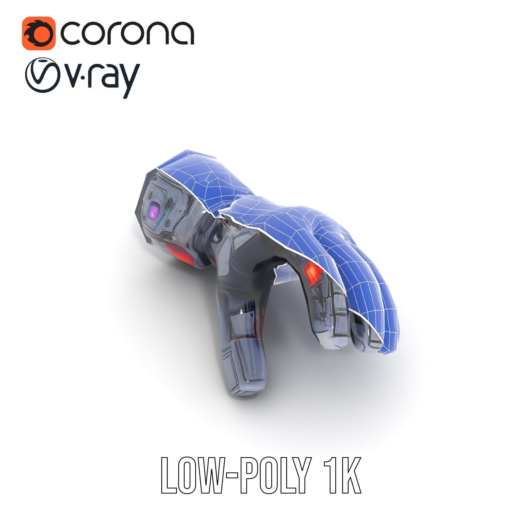 Futuristic Robotic Glove Model Pack with LED Accents Low-poly 3D model_23