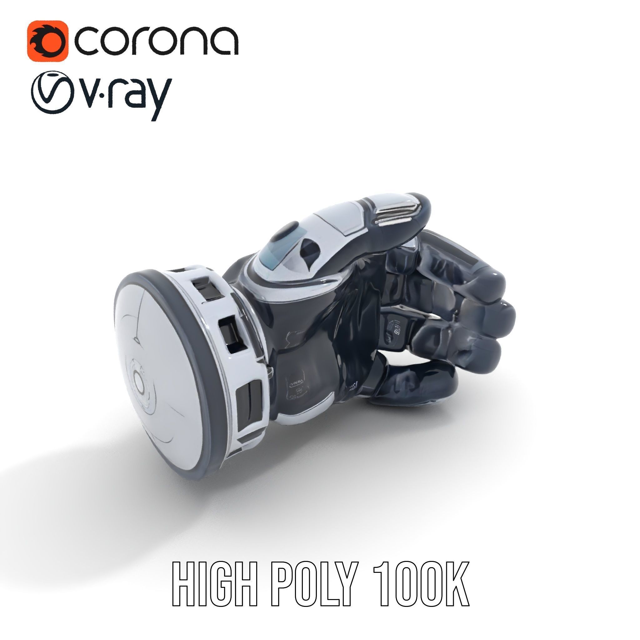 Futuristic Robotic Hand Model Pack Low-poly 3D model_21