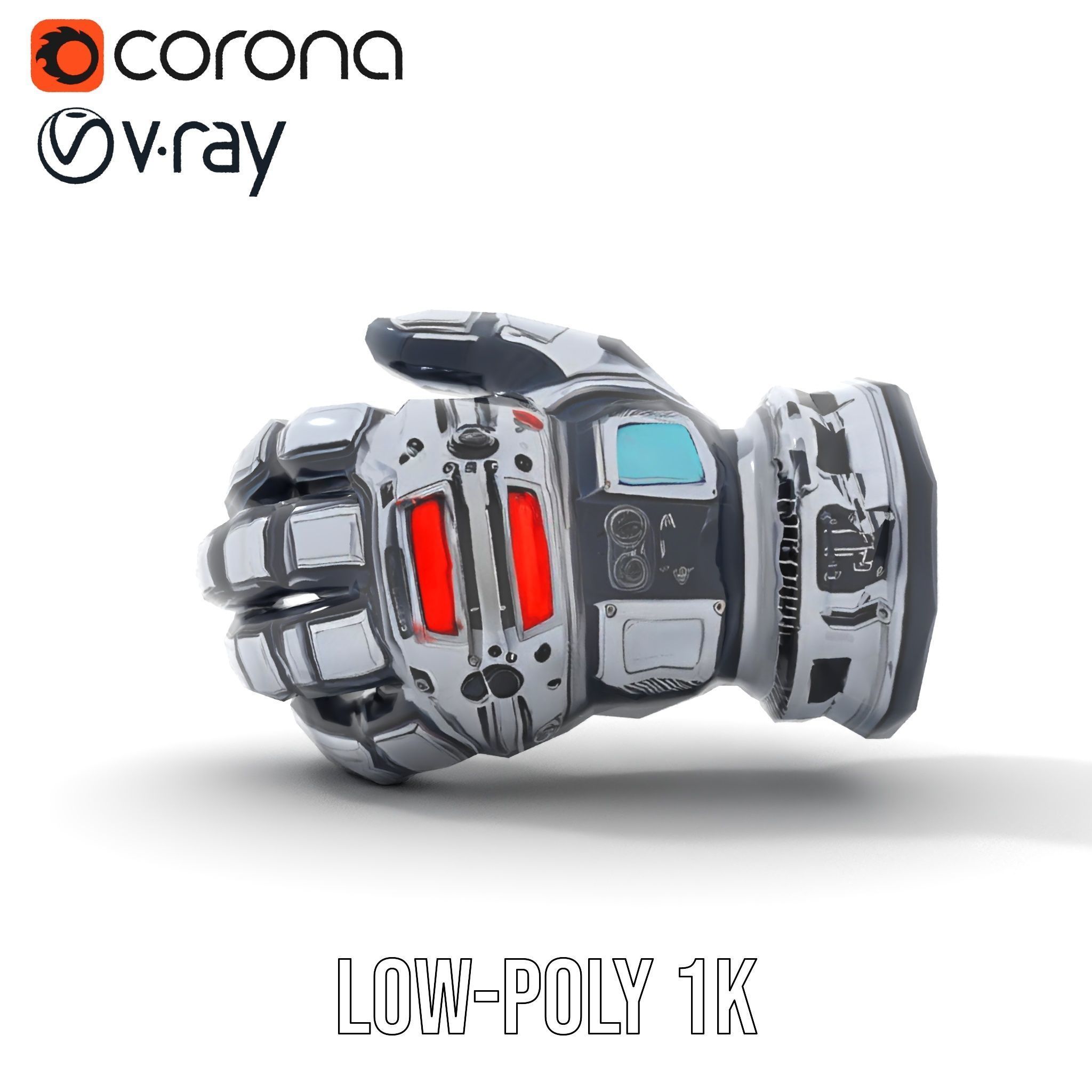 Futuristic Robotic Hand Model Pack Low-poly 3D model_13