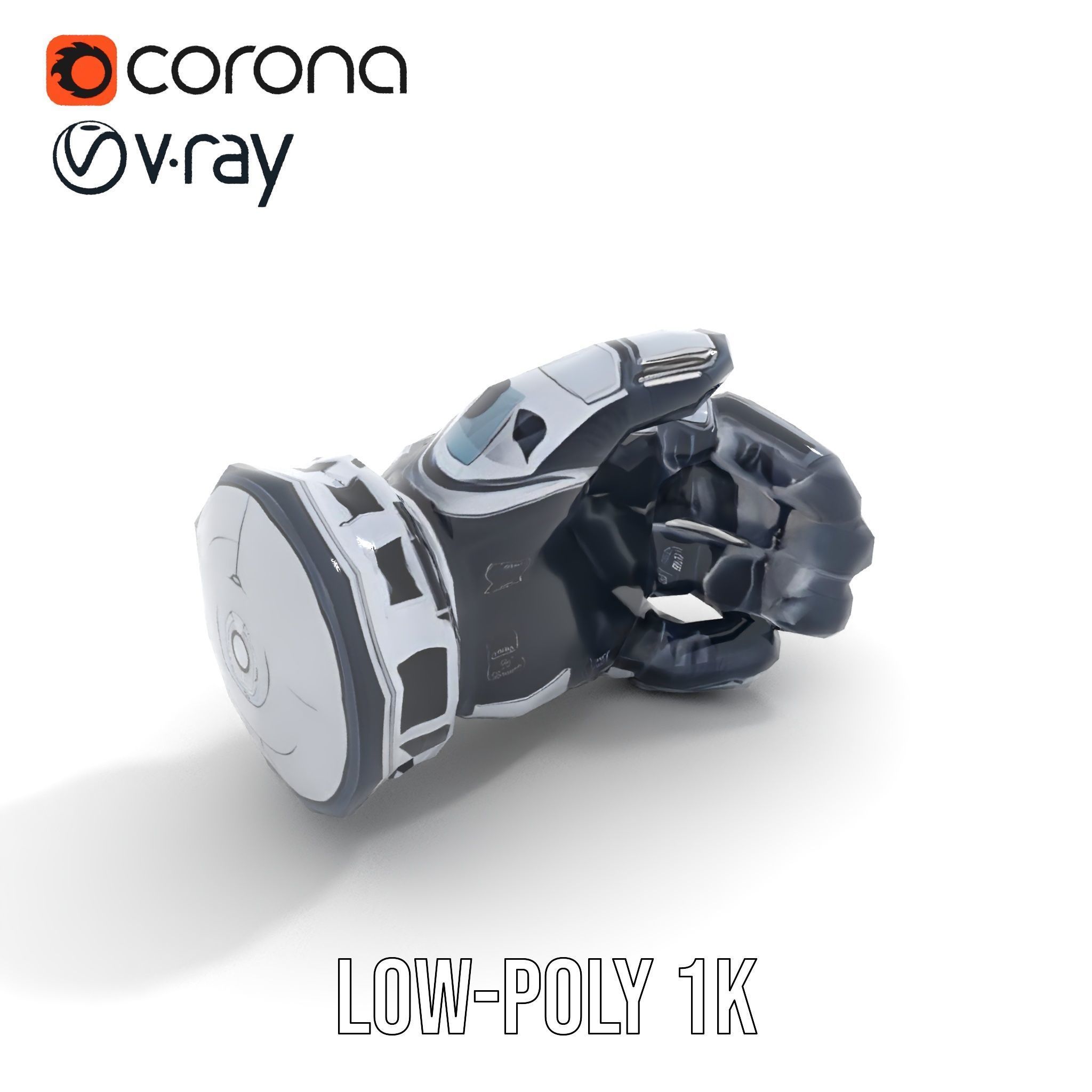 Futuristic Robotic Hand Model Pack Low-poly 3D model_10