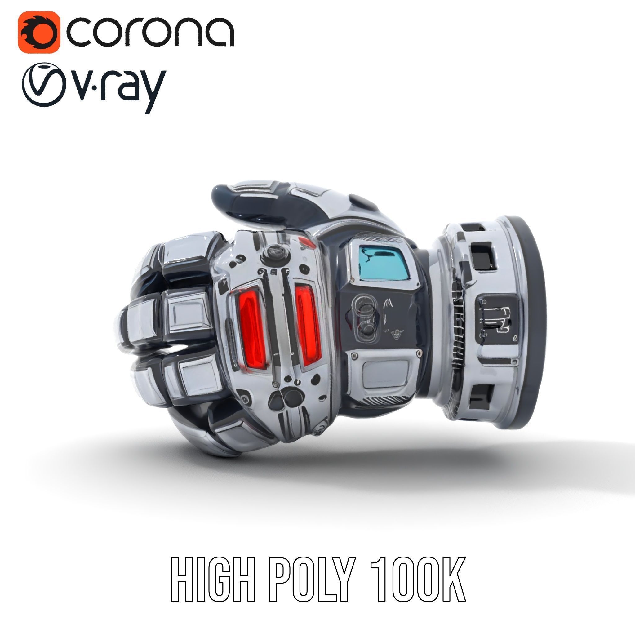 Futuristic Robotic Hand Model Pack Low-poly 3D model_16