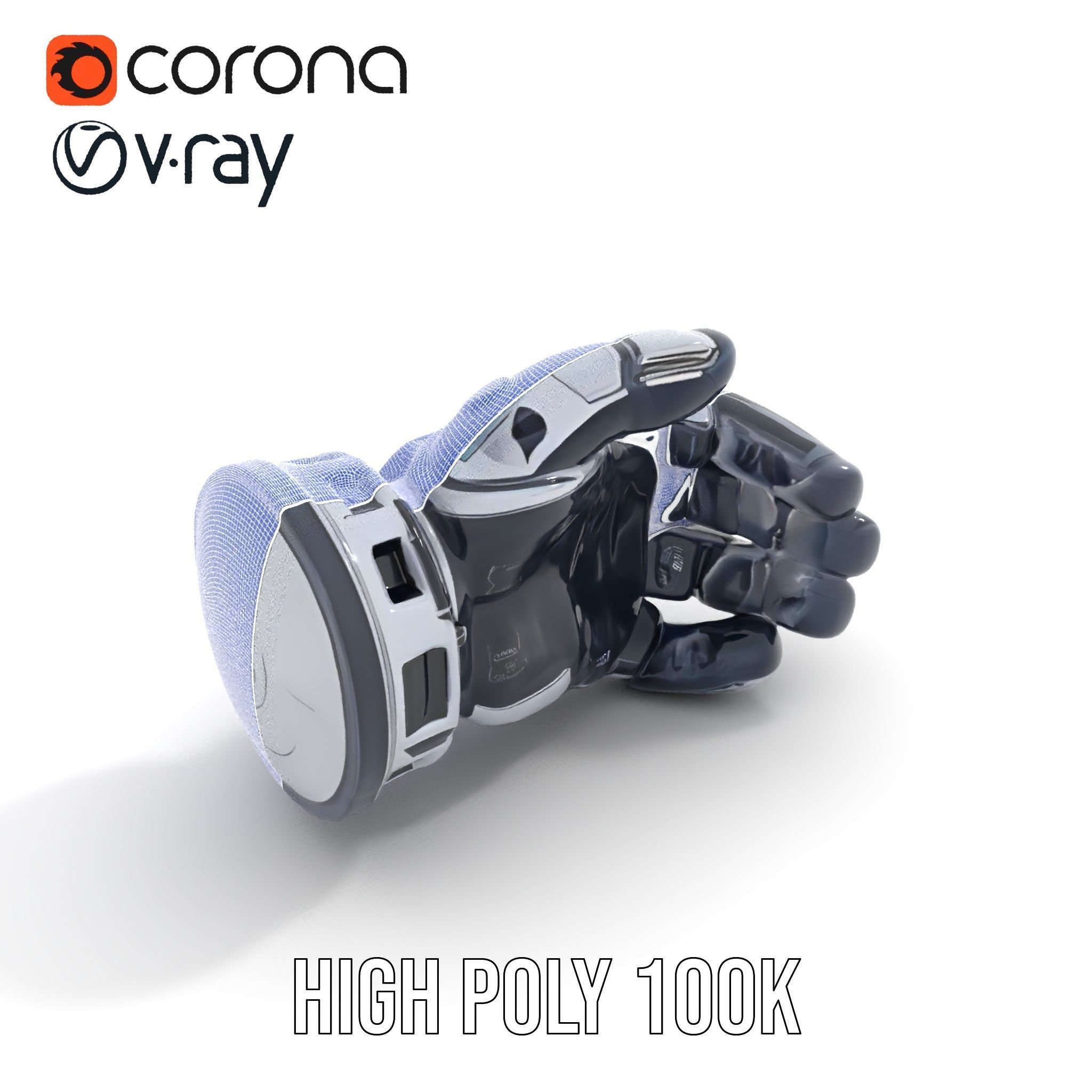 Futuristic Robotic Hand Model Pack Low-poly 3D model_32