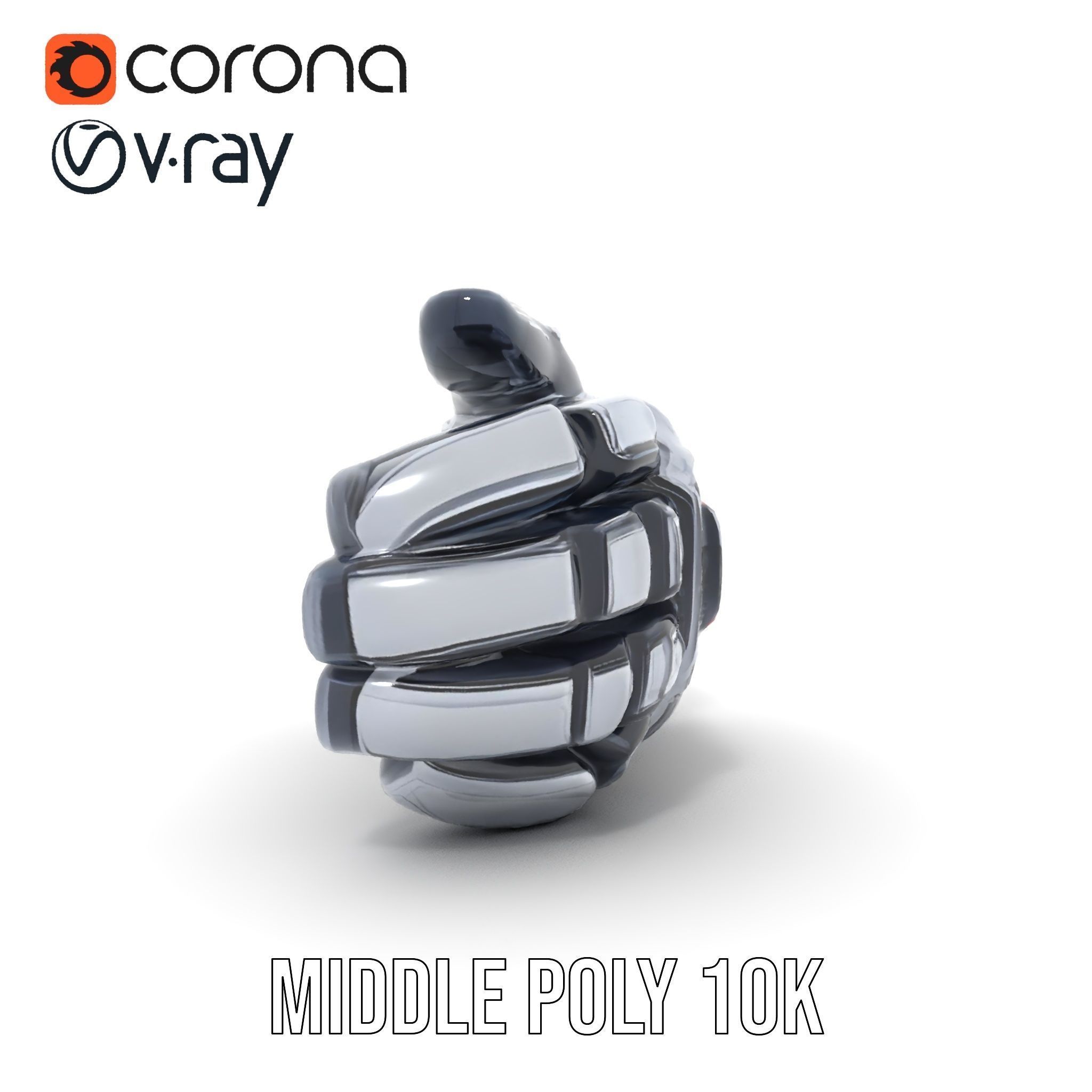 Futuristic Robotic Hand Model Pack Low-poly 3D model_12