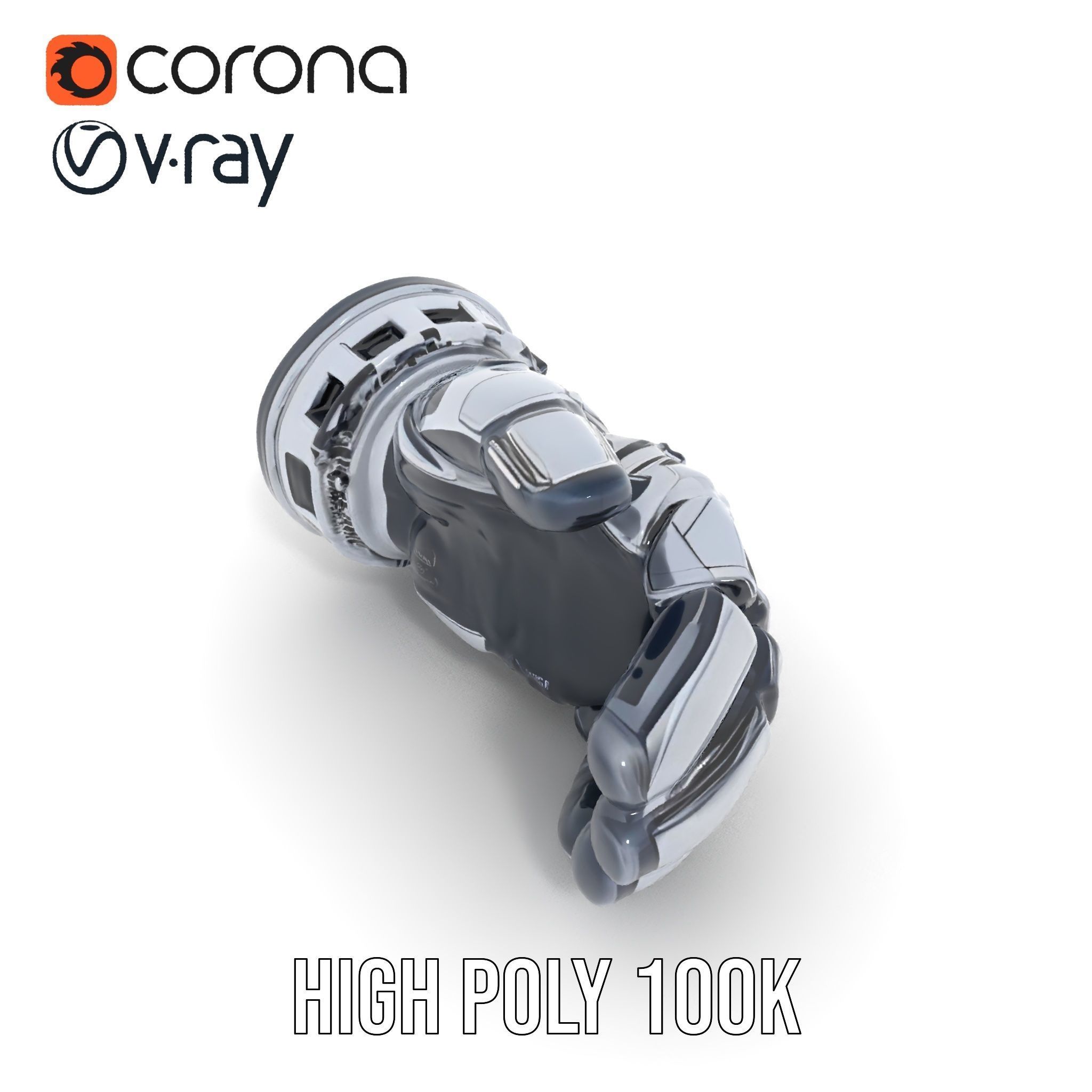 Futuristic Robotic Hand Model Pack Low-poly 3D model_24