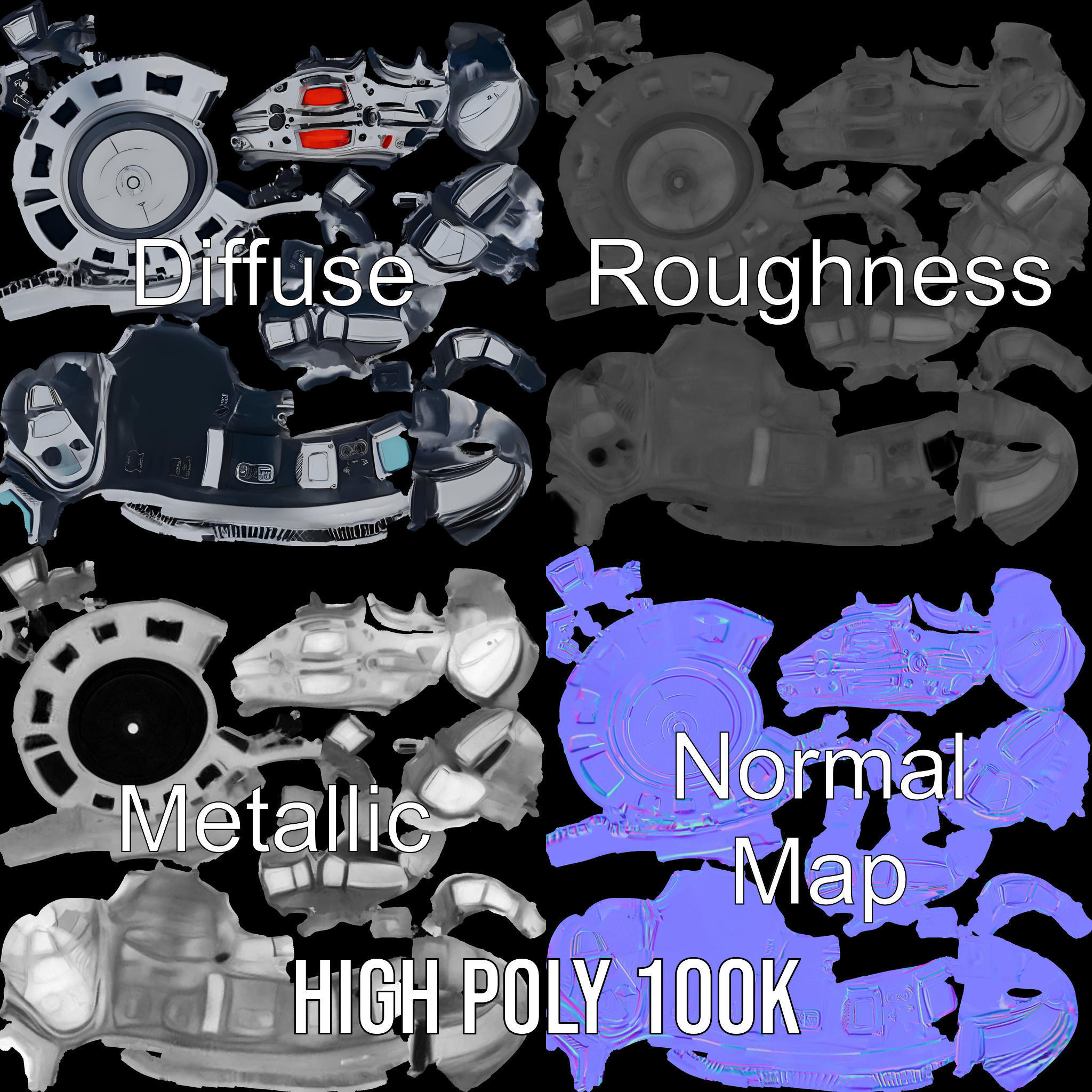 Futuristic Robotic Hand Model Pack Low-poly 3D model_4