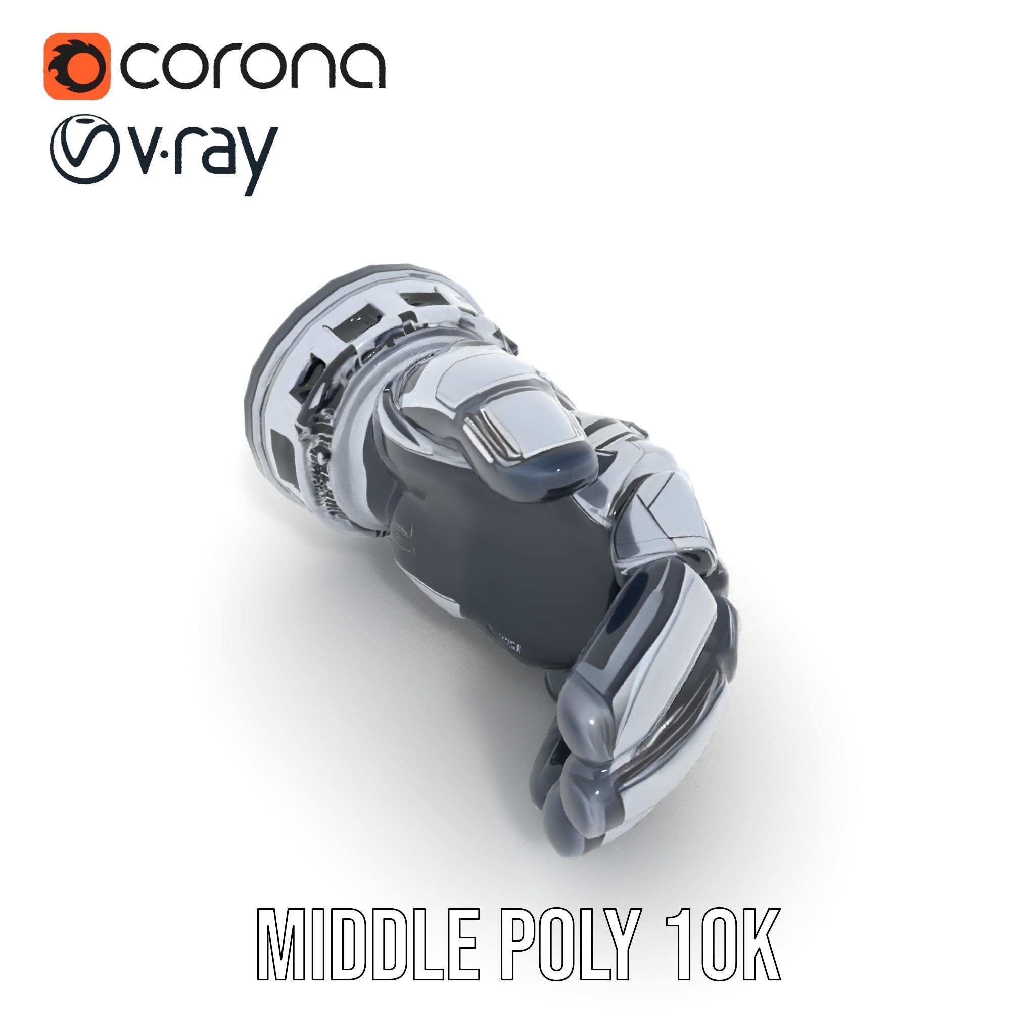 Futuristic Robotic Hand Model Pack Low-poly 3D model_6