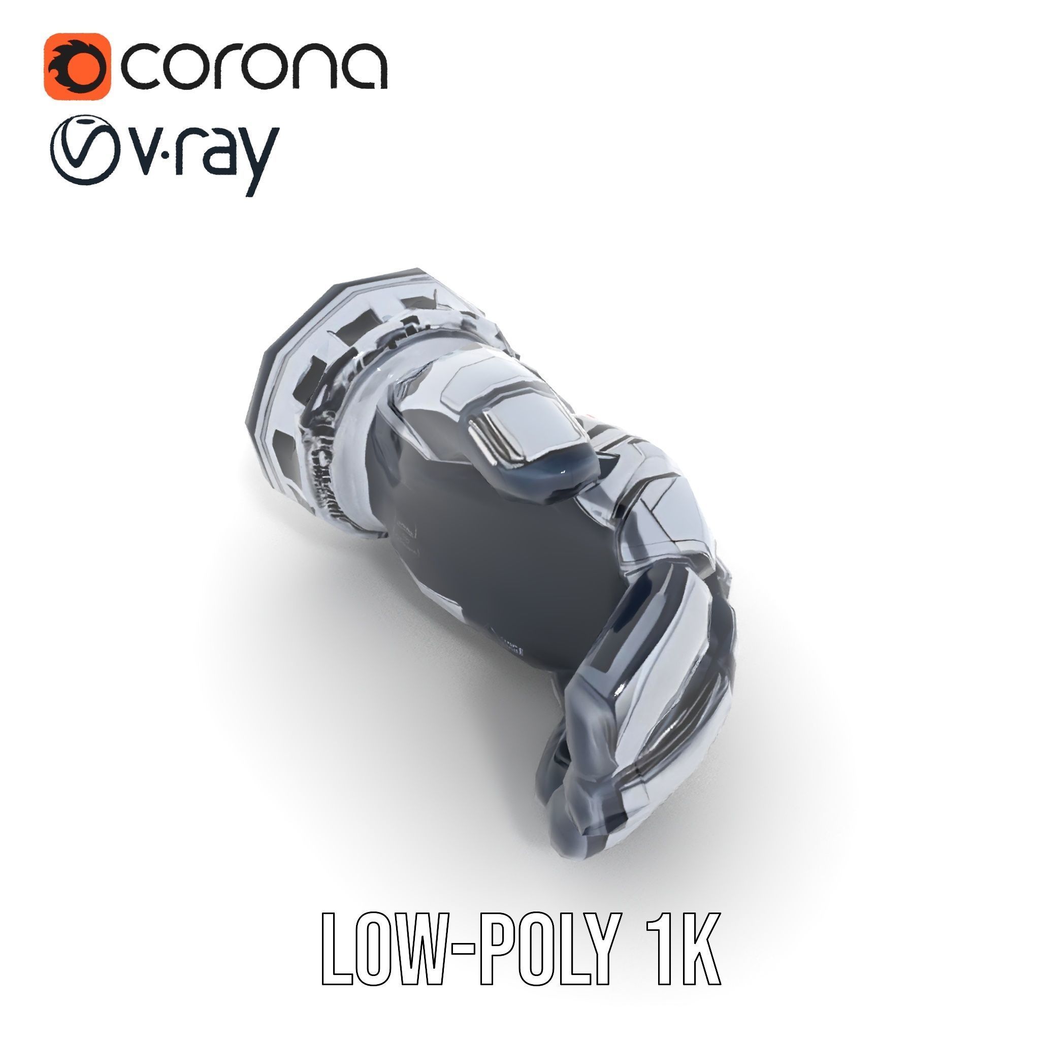 Futuristic Robotic Hand Model Pack Low-poly 3D model_15