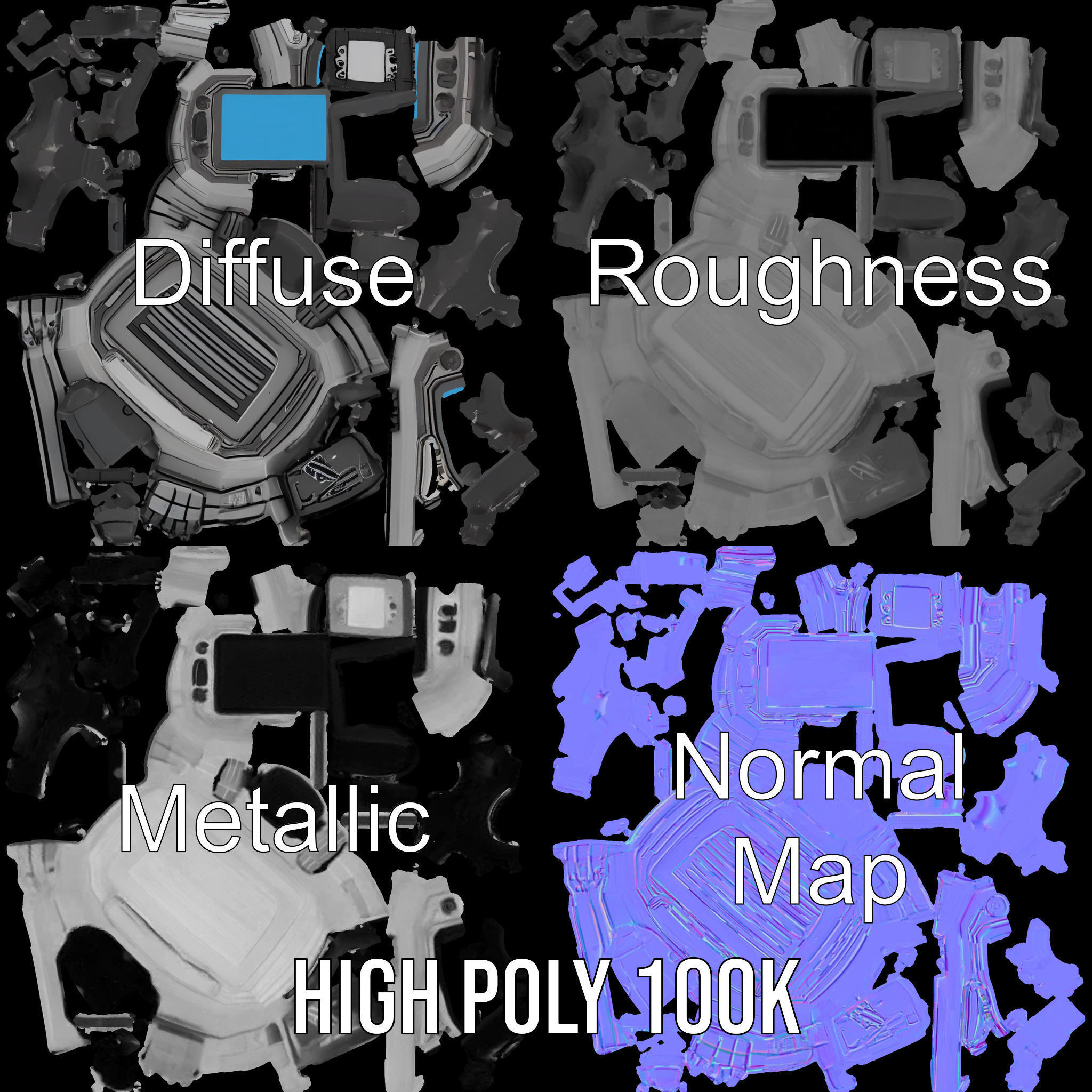 Futuristic Smartwatch Model Pack with Detailed Display Low-poly 3D model_4