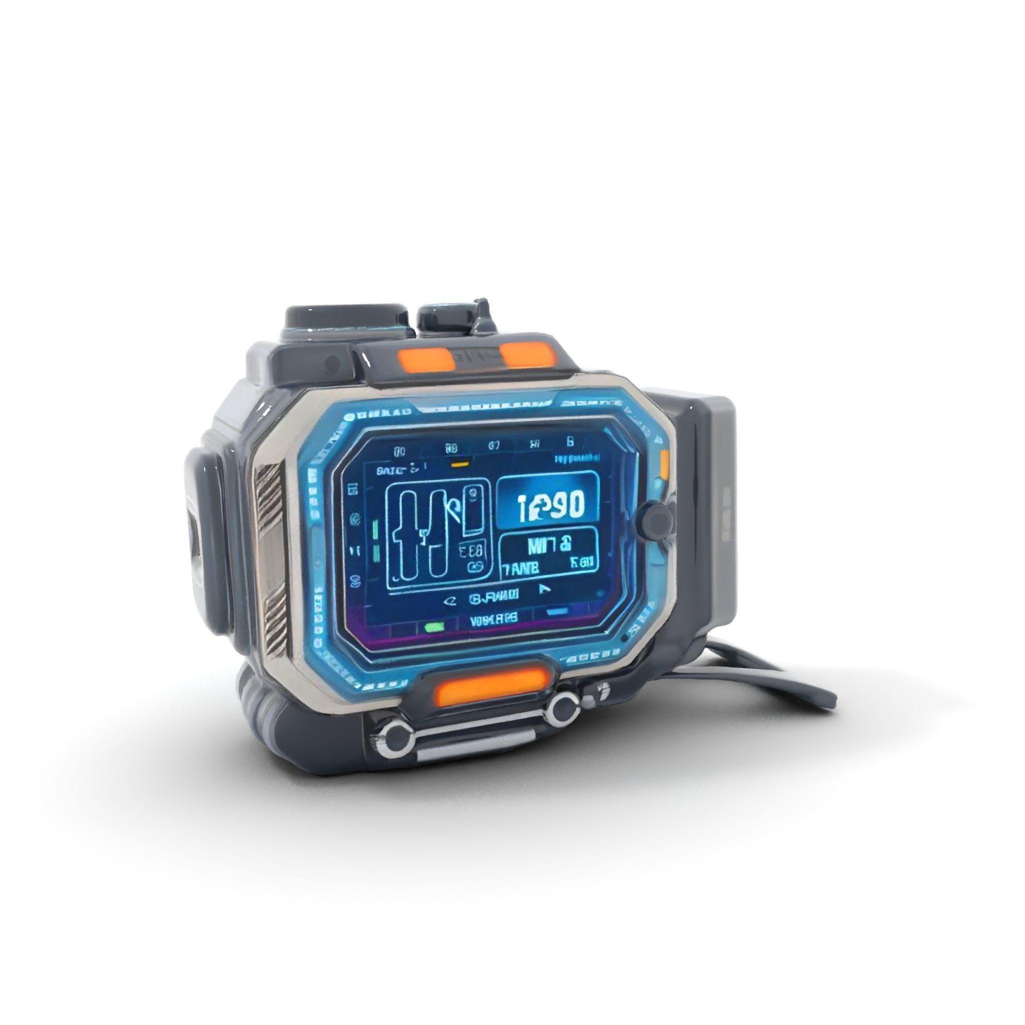 Futuristic Device Model Pack with Digital Display Low-poly 3D model_6