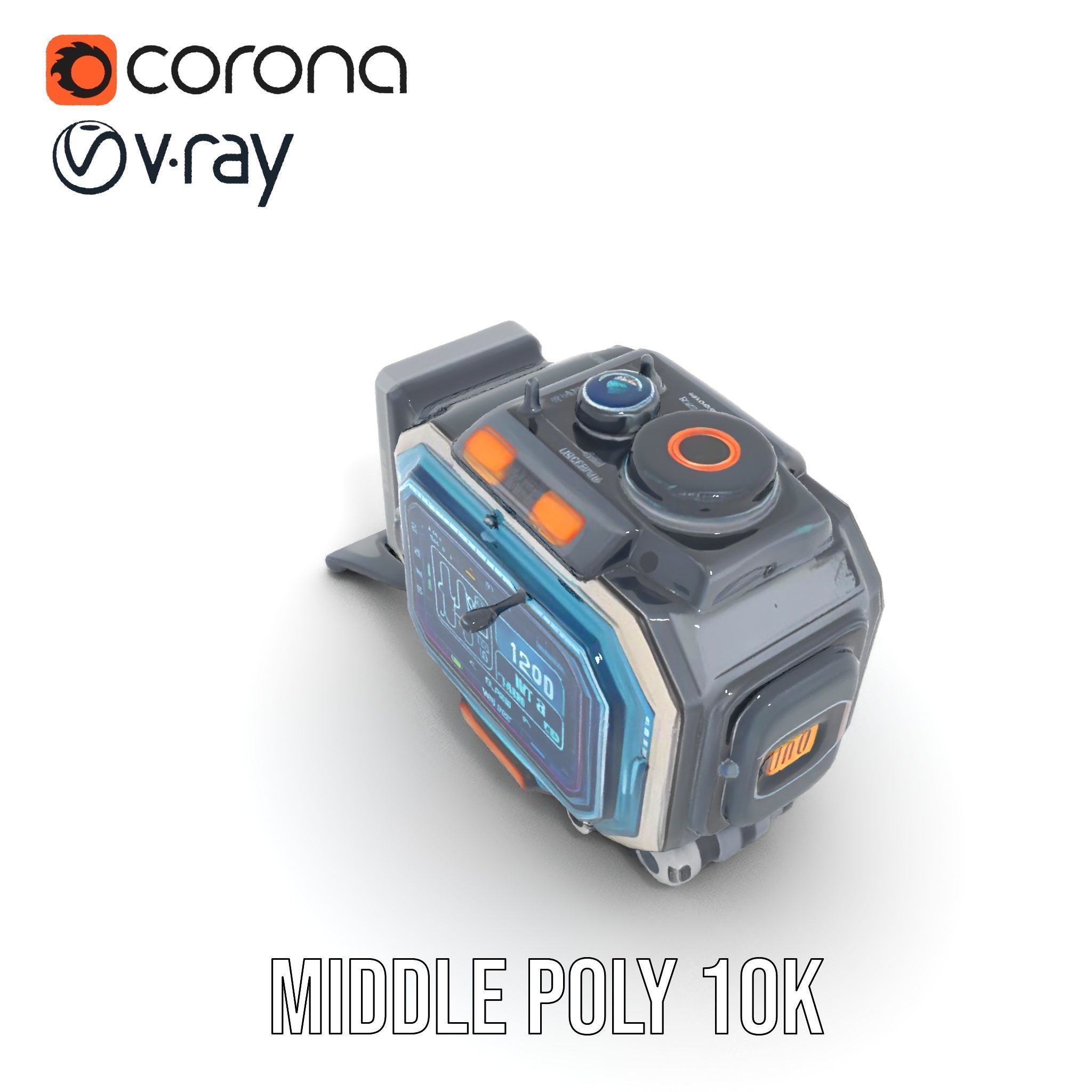 Futuristic Device Model Pack with Digital Display Low-poly 3D model_17