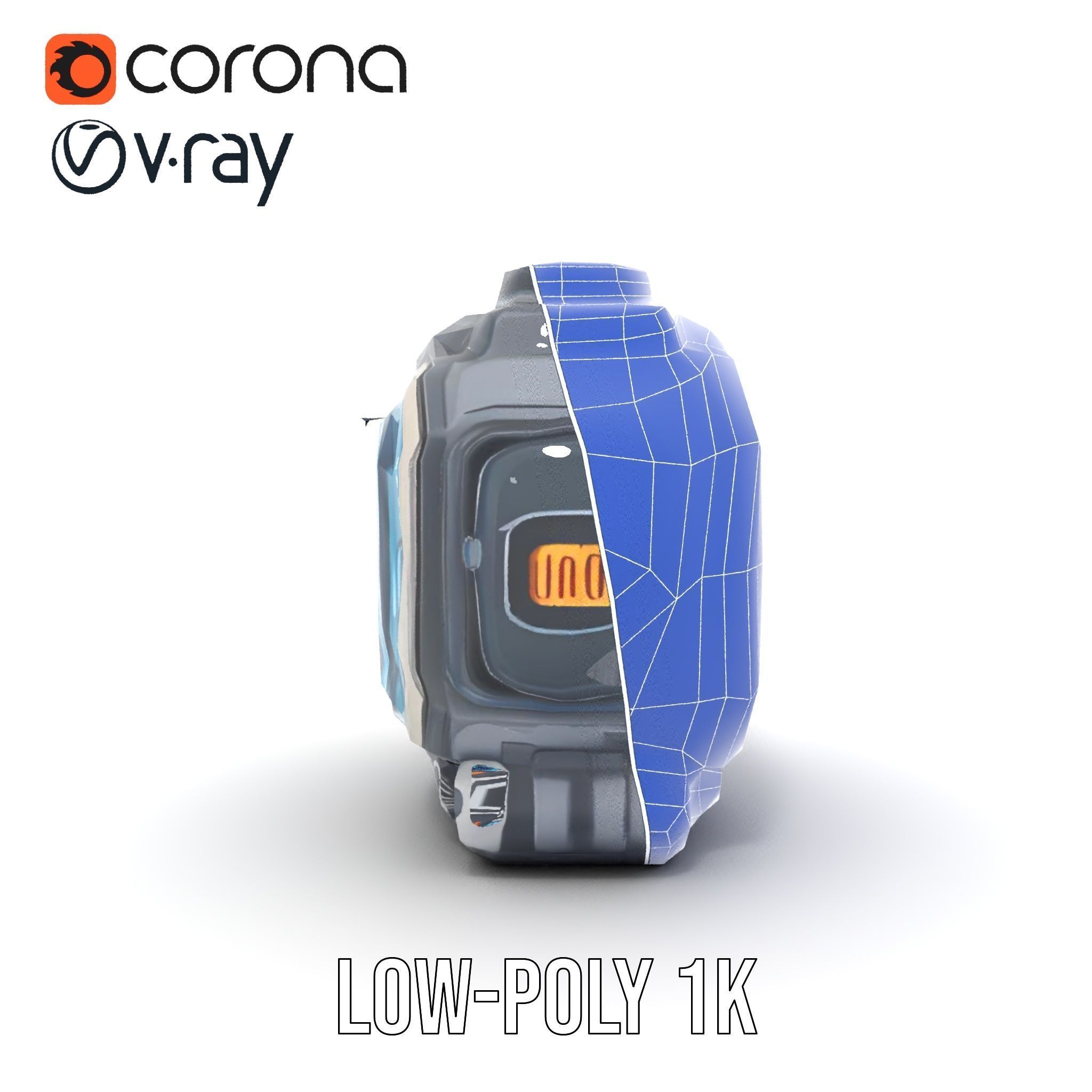 Futuristic Device Model Pack with Digital Display Low-poly 3D model_32