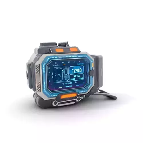 Futuristic Device Model Pack with Digital Display Low-poly 3D model