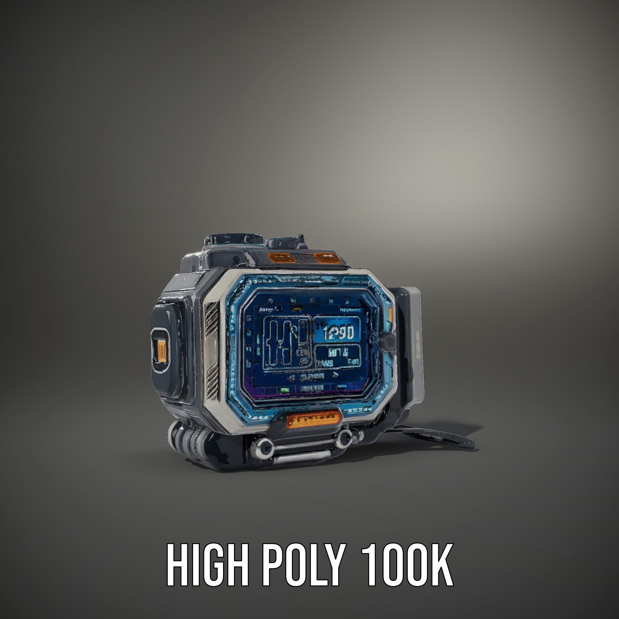 Futuristic Device Model Pack with Digital Display Low-poly 3D model_13