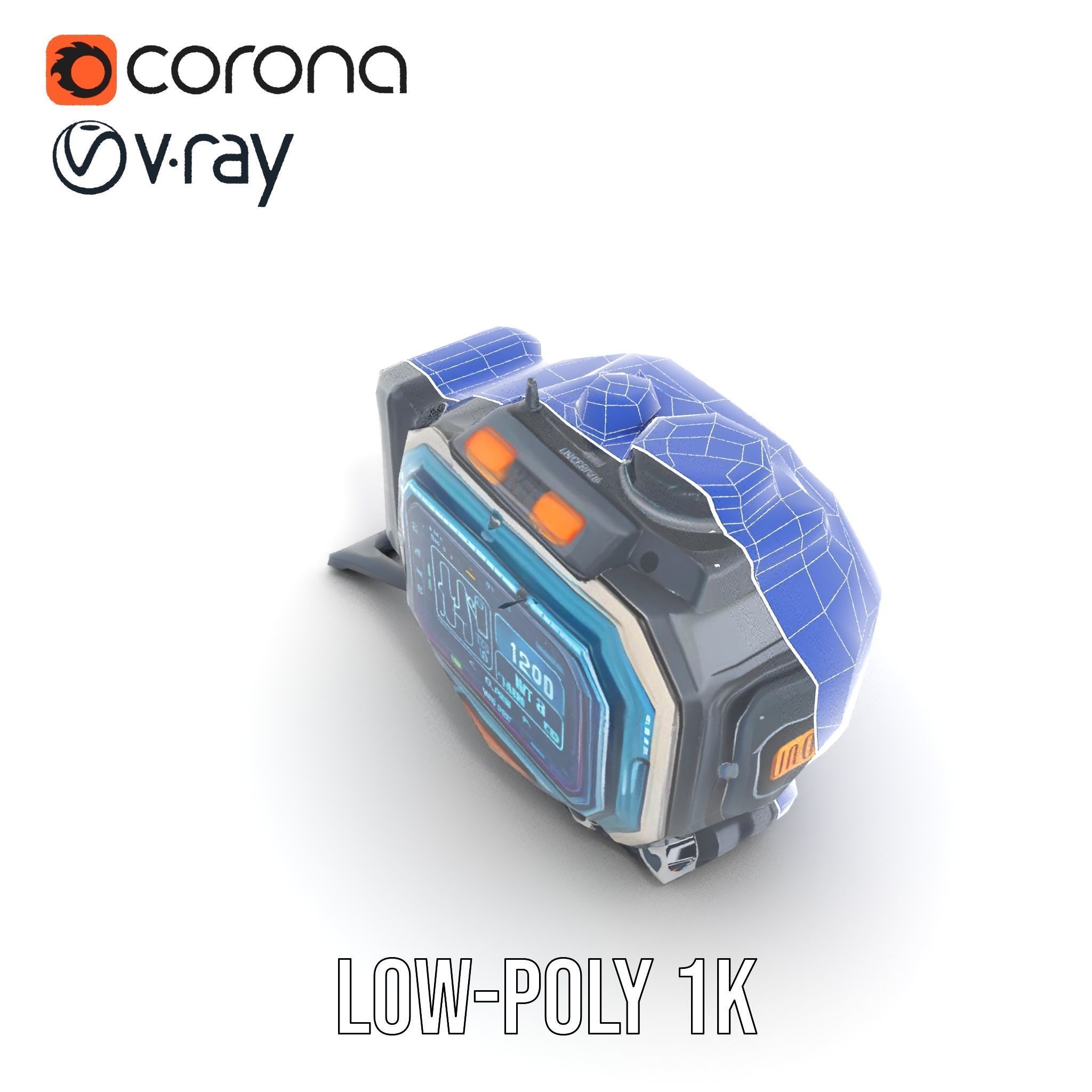 Futuristic Device Model Pack with Digital Display Low-poly 3D model_26