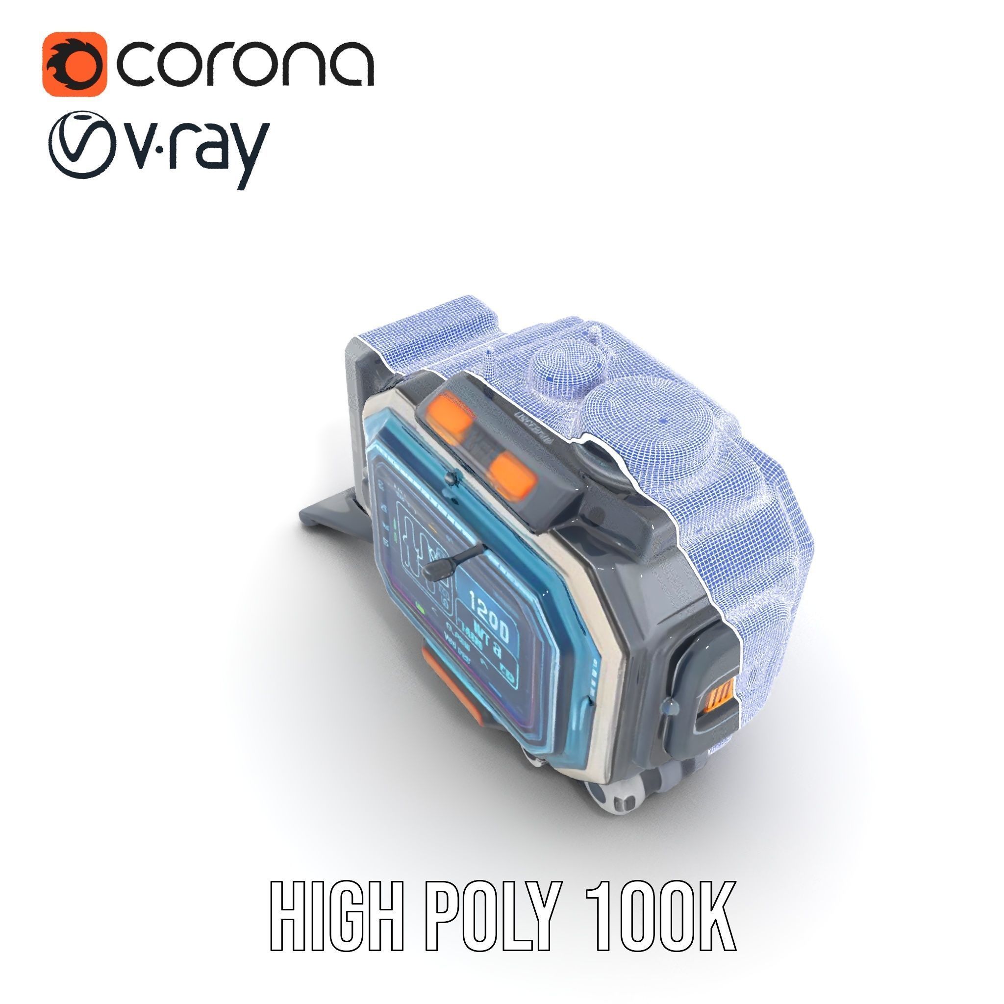 Futuristic Device Model Pack with Digital Display Low-poly 3D model_33