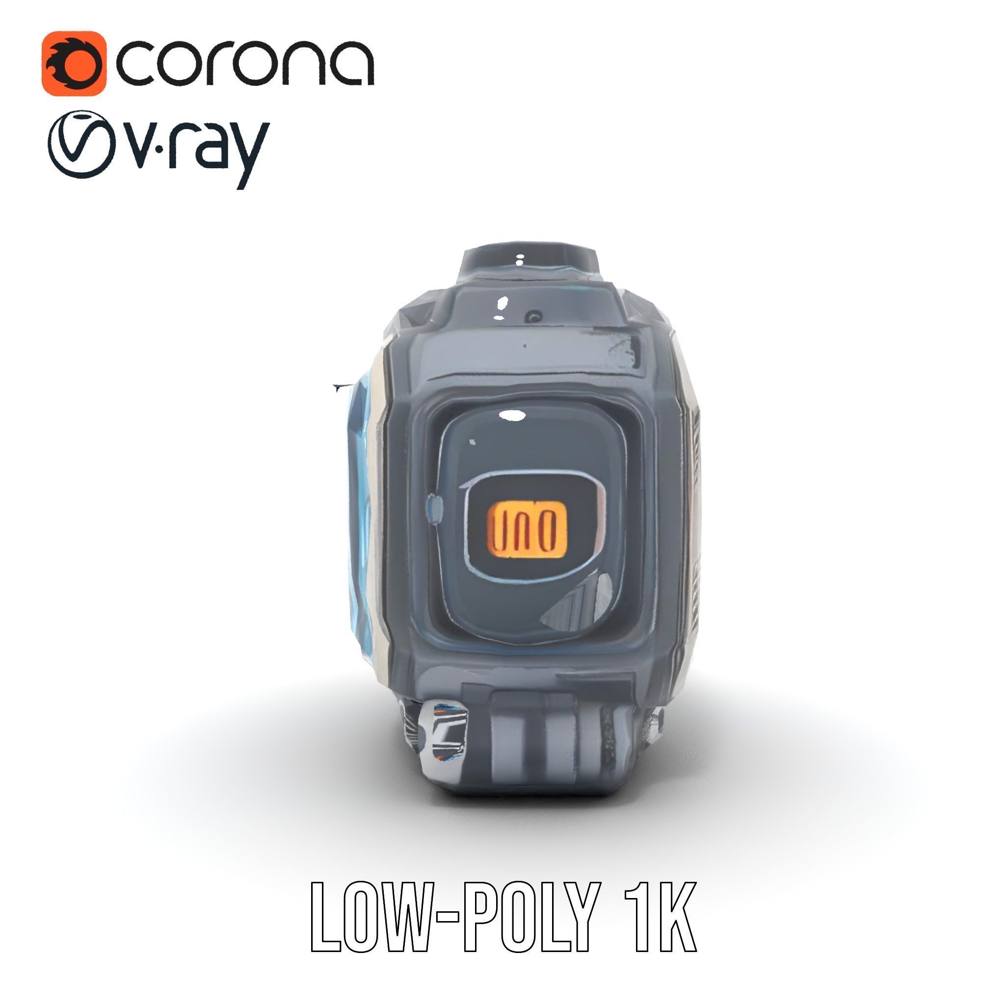 Futuristic Device Model Pack with Digital Display Low-poly 3D model_24