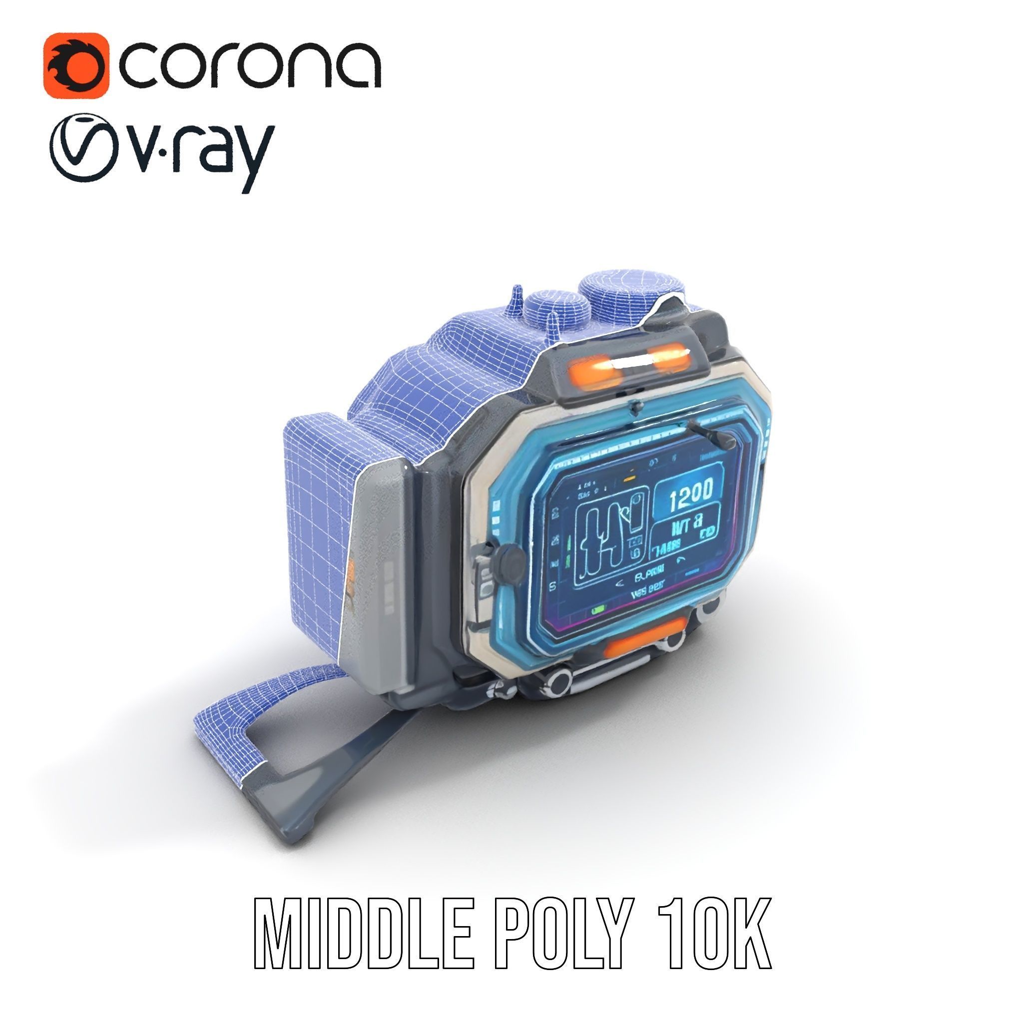 Futuristic Device Model Pack with Digital Display Low-poly 3D model_25