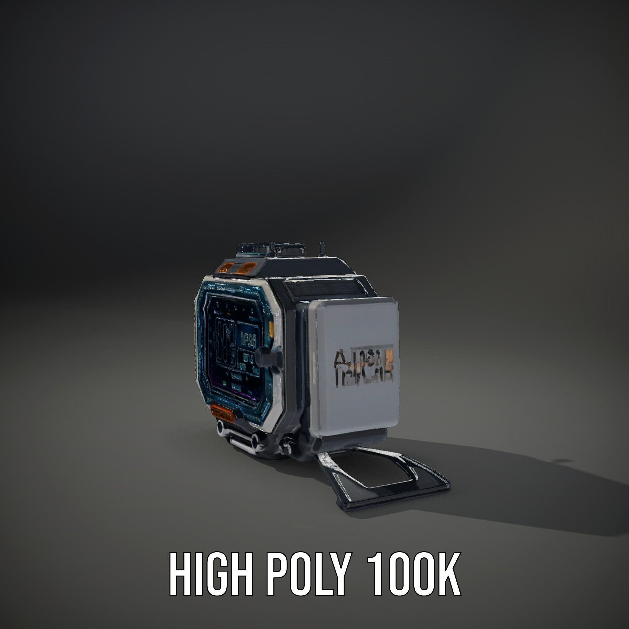 Futuristic Device Model Pack with Digital Display Low-poly 3D model_19