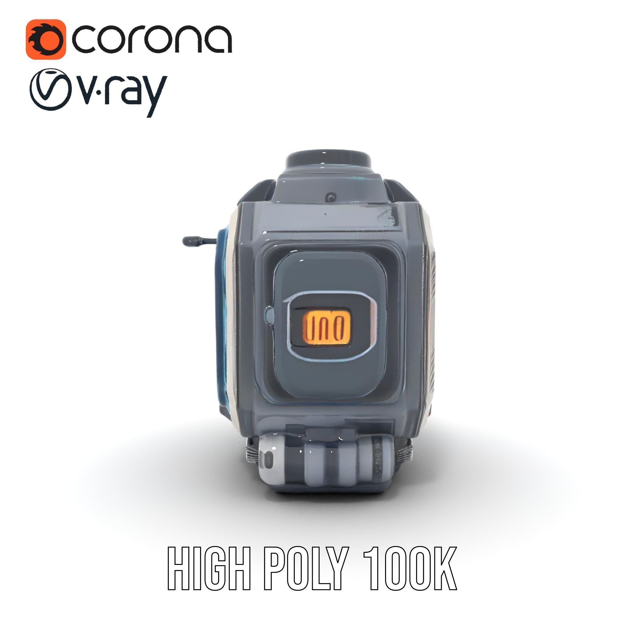 Futuristic Device Model Pack with Digital Display Low-poly 3D model_22