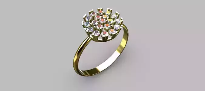 Round Gemstone Shower Ring 2 pts 3D print model