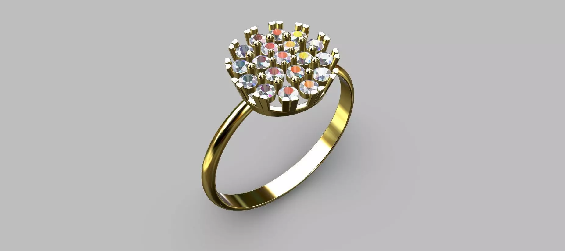 Round Gemstone Shower Ring 2 pts 3D print model