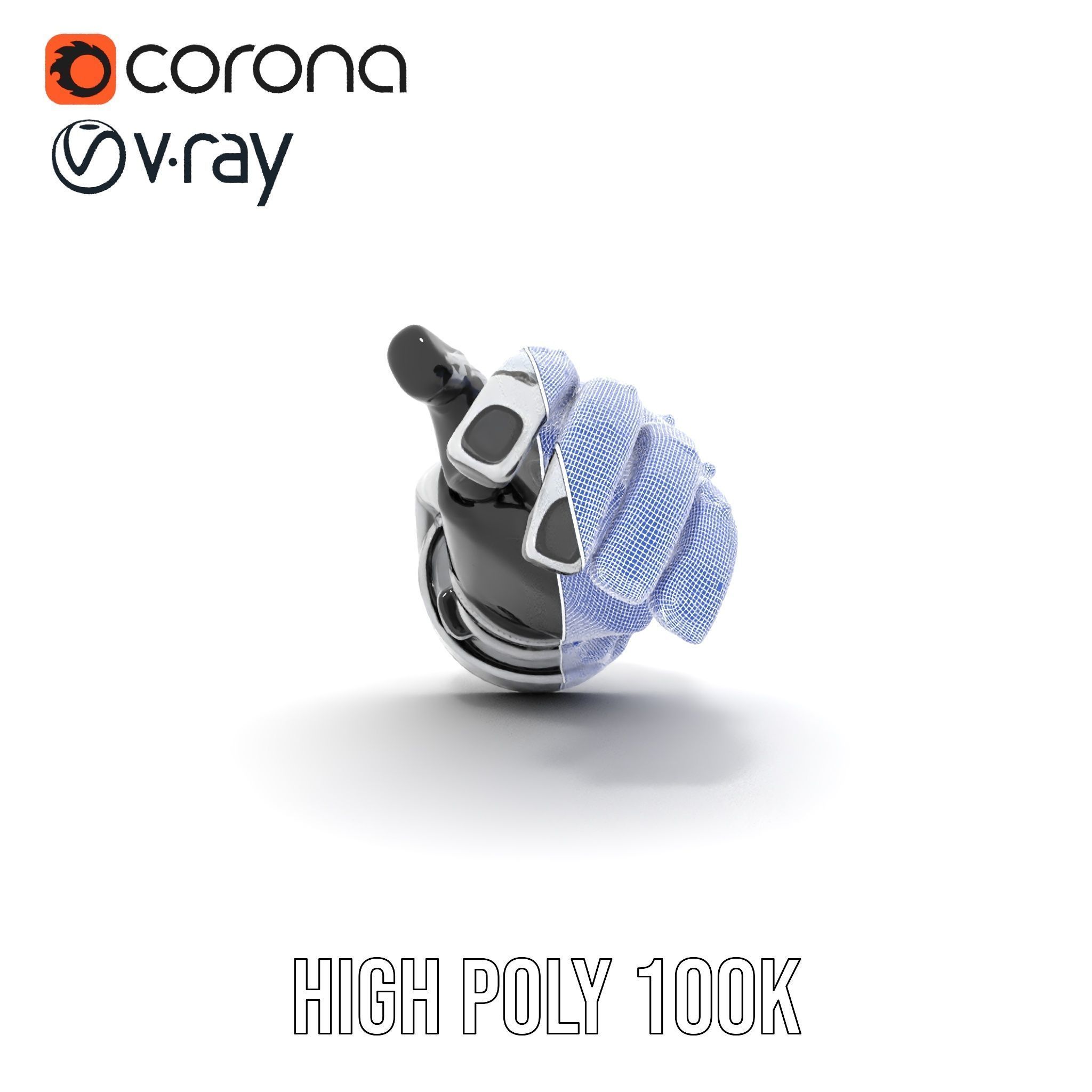 Futuristic Robotic Hand Model Pack with Articulated Fingers Low-poly 3D model_35