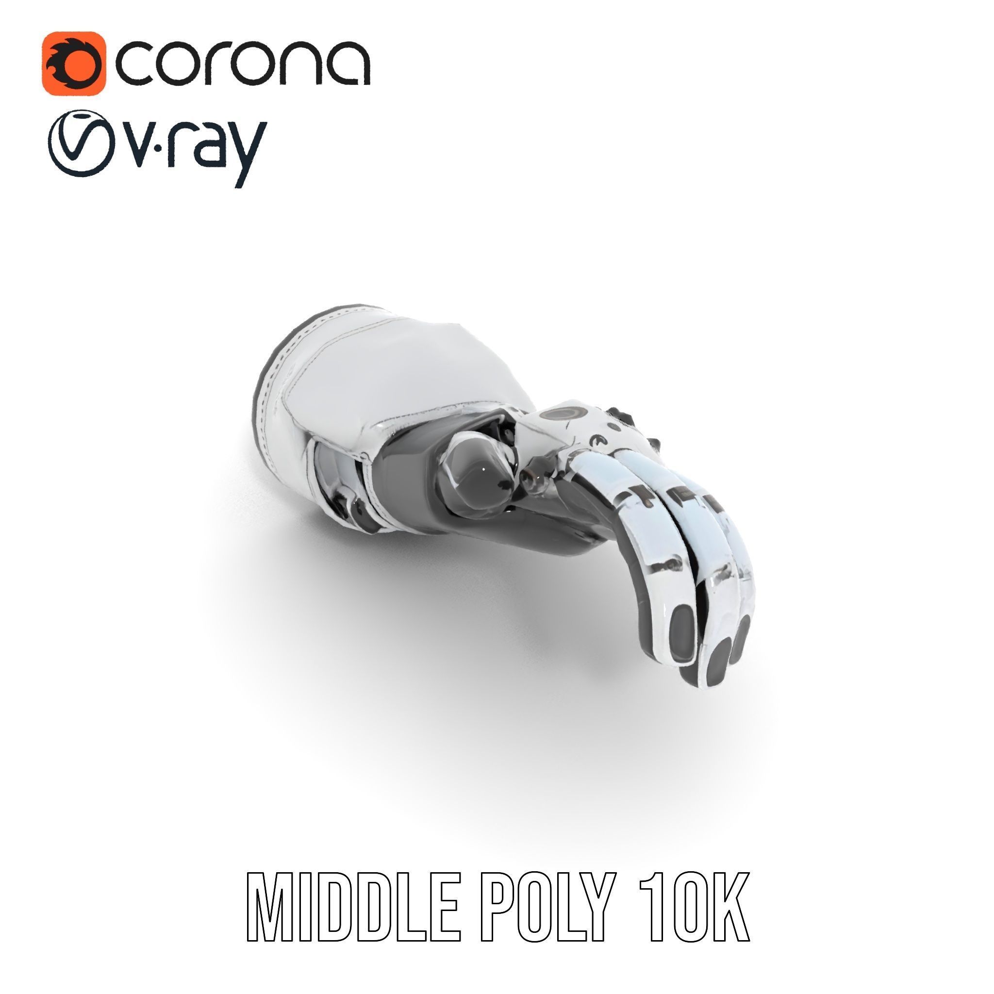 Futuristic Robotic Hand Model Pack with Articulated Fingers Low-poly 3D model_6