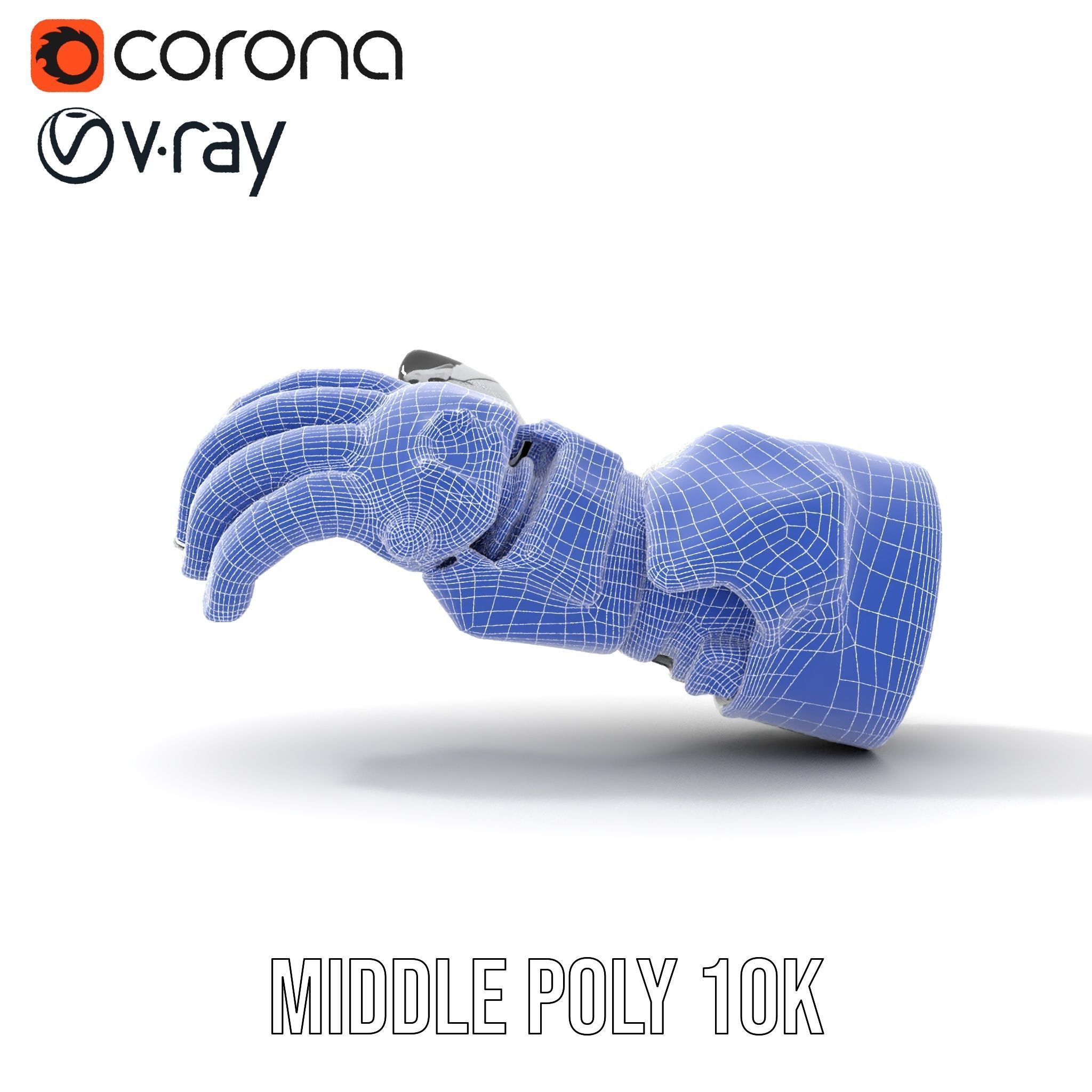 Futuristic Robotic Hand Model Pack with Articulated Fingers Low-poly 3D model_25