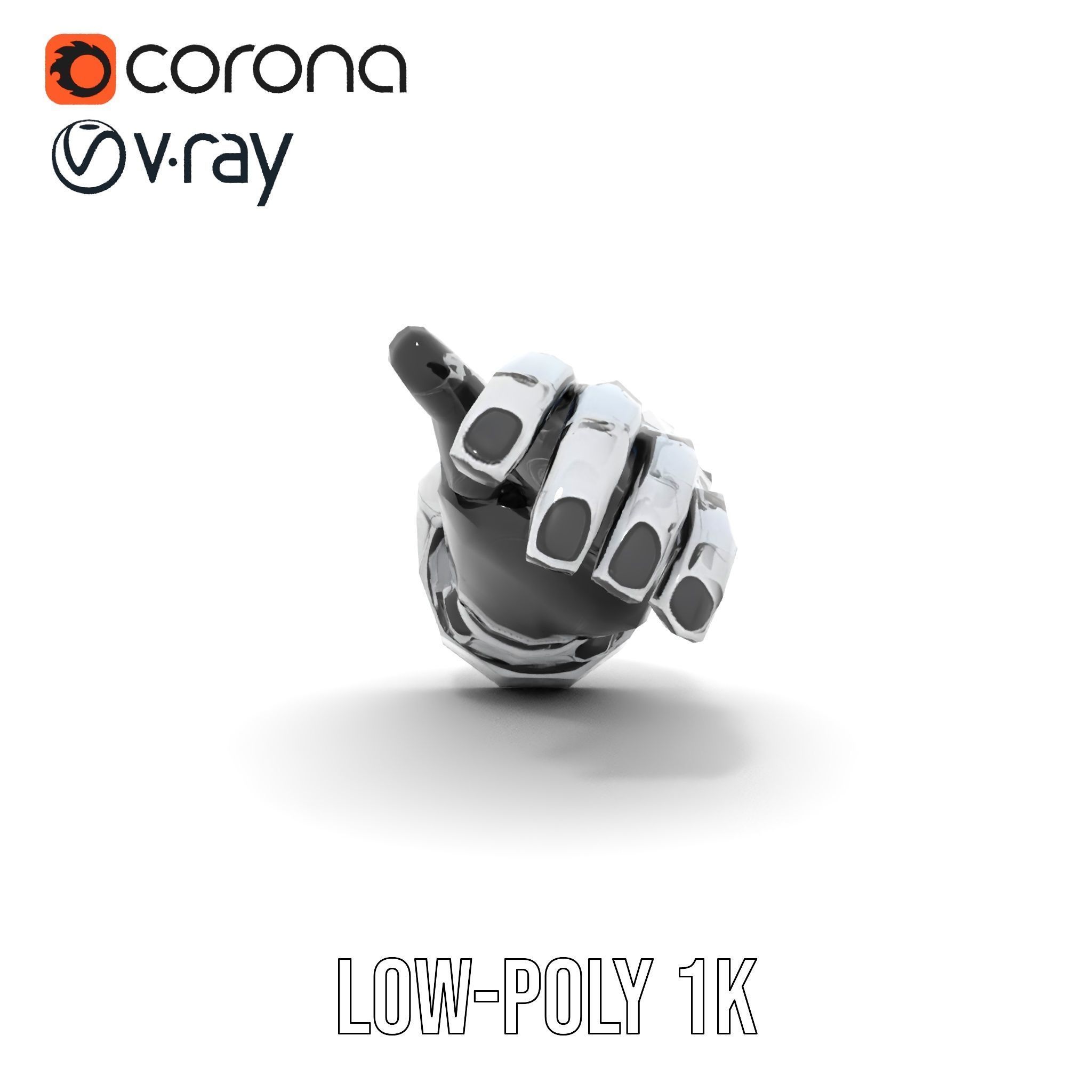 Futuristic Robotic Hand Model Pack with Articulated Fingers Low-poly 3D model_31