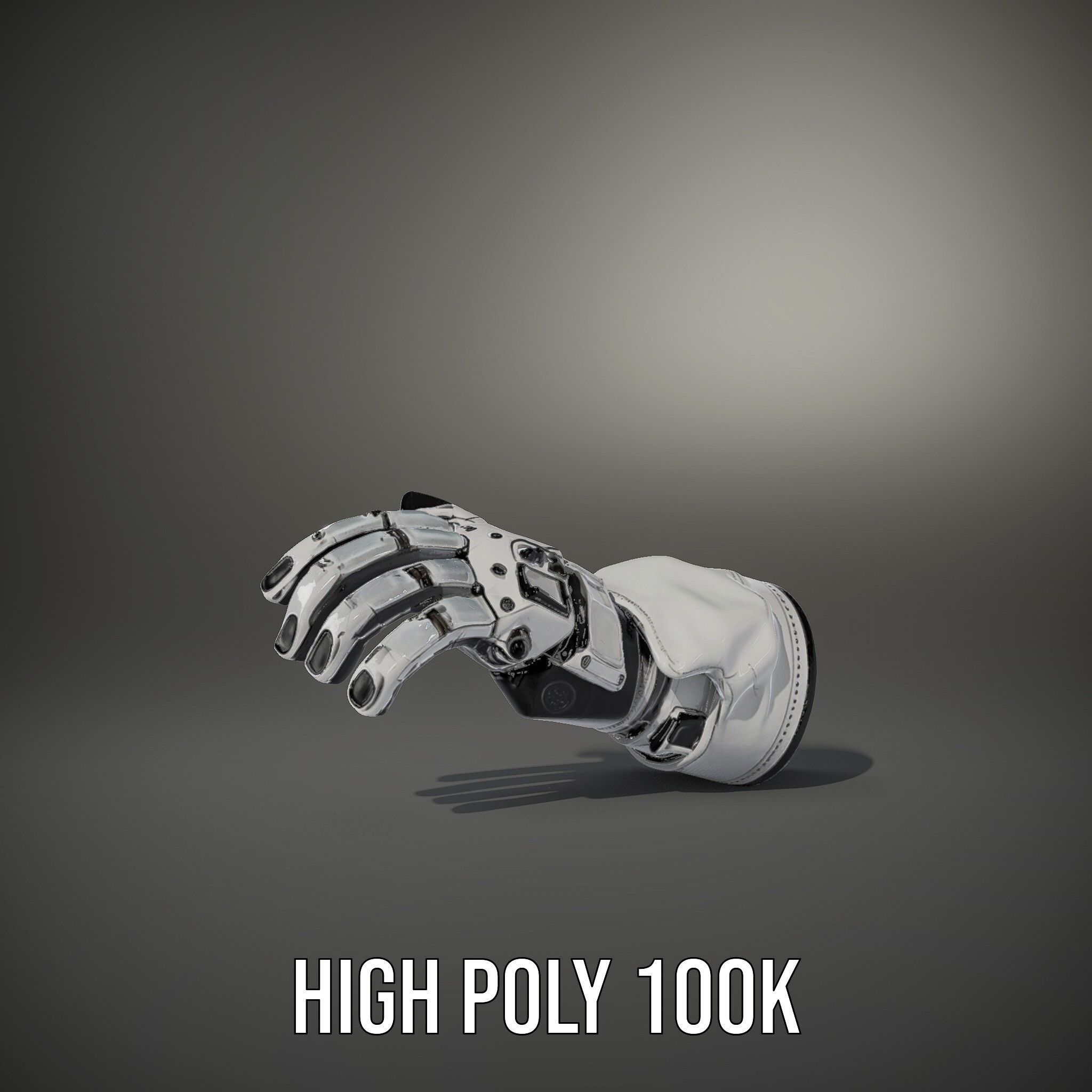 Futuristic Robotic Hand Model Pack with Articulated Fingers Low-poly 3D model_13
