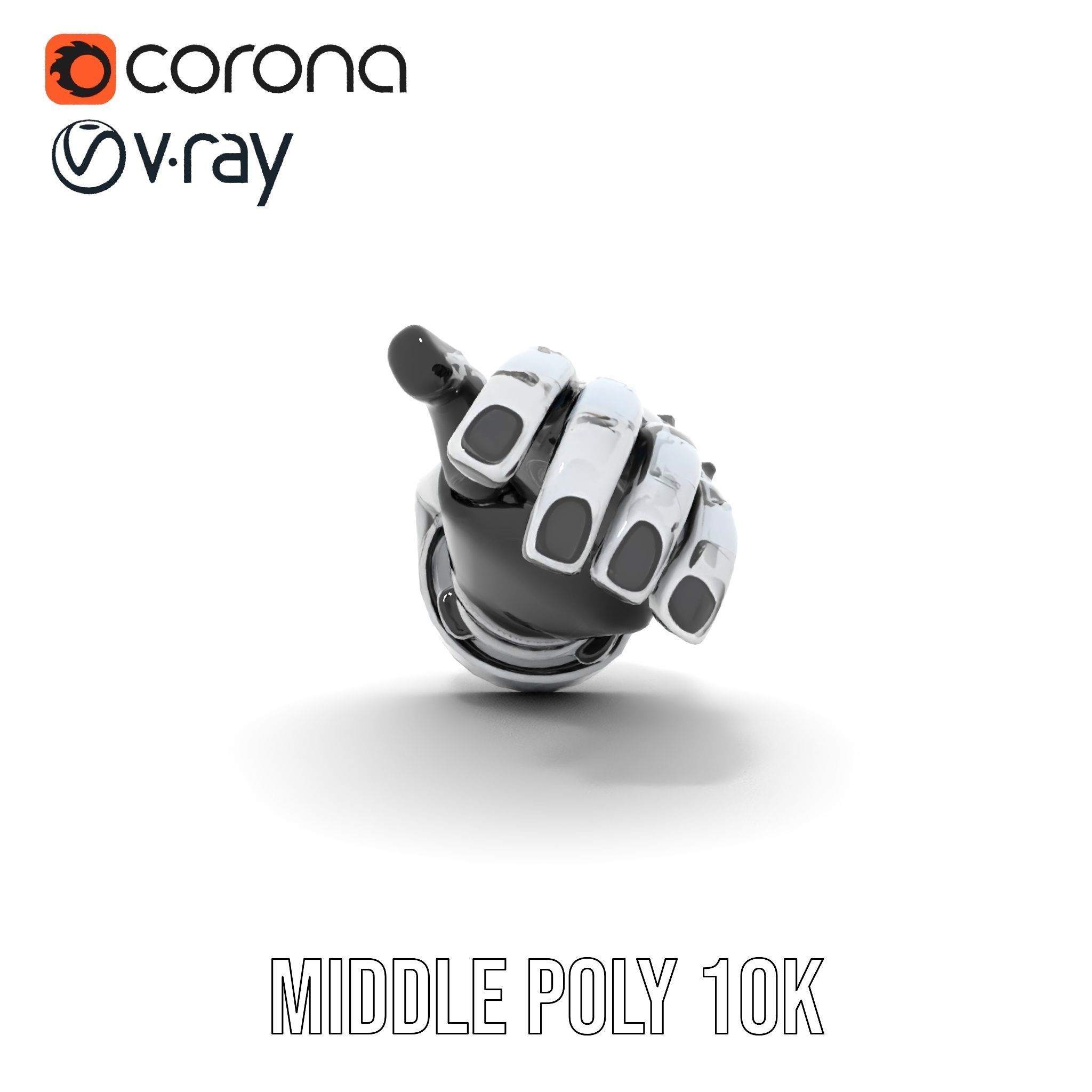 Futuristic Robotic Hand Model Pack with Articulated Fingers Low-poly 3D model_16