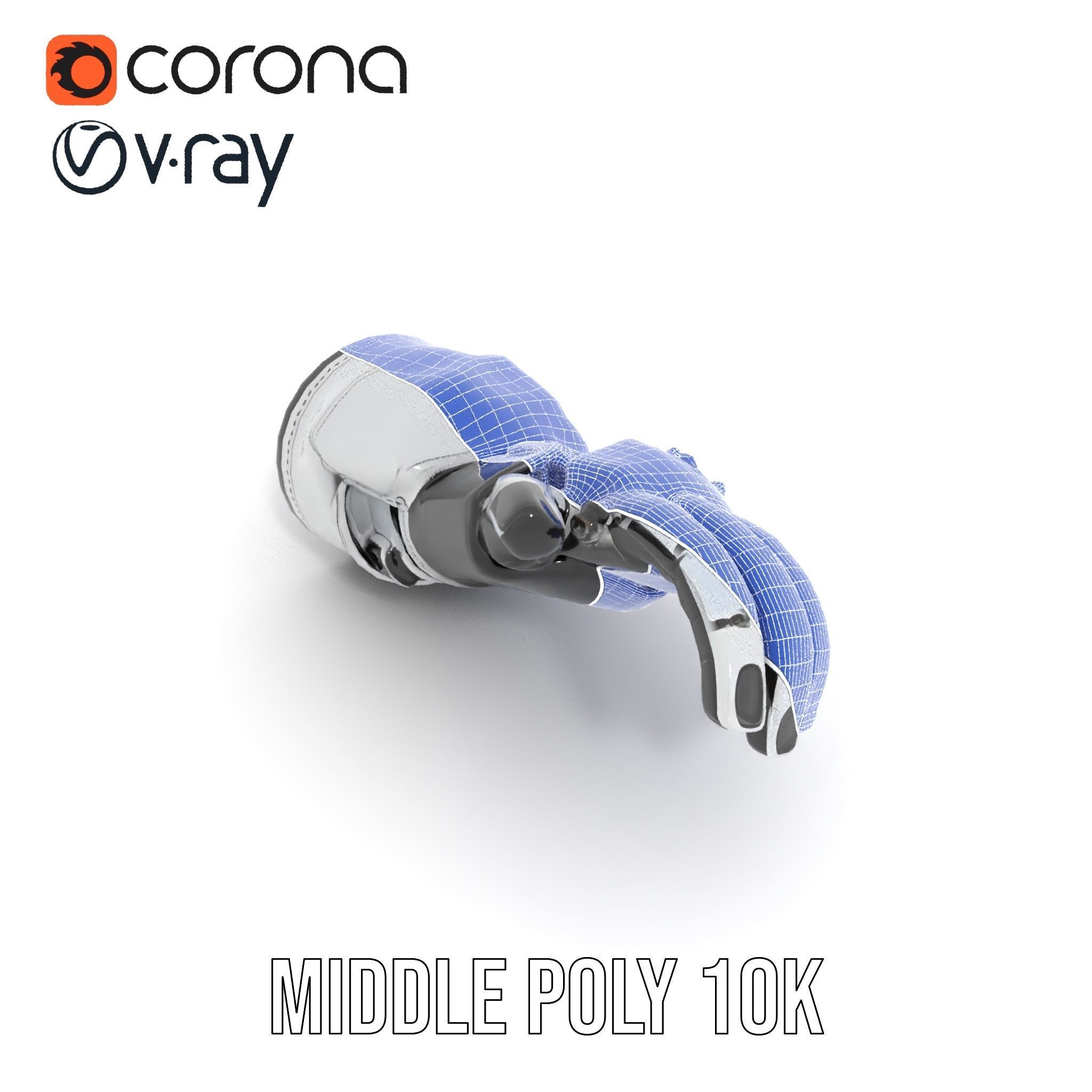 Futuristic Robotic Hand Model Pack with Articulated Fingers Low-poly 3D model_19