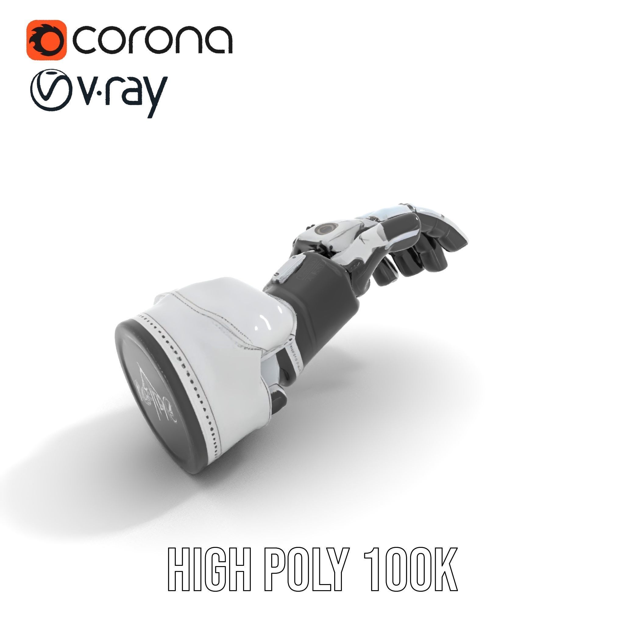 Futuristic Robotic Hand Model Pack with Articulated Fingers Low-poly 3D model_21